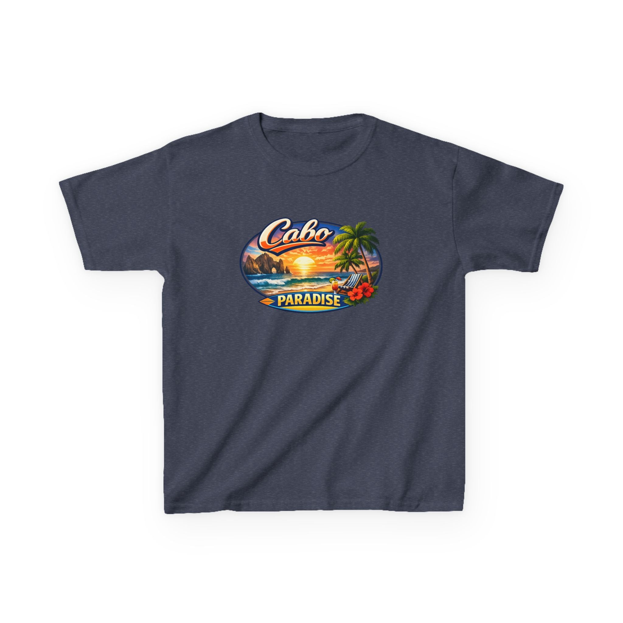 Kids Tee — "Cabo Paradise" Sunset Beach Graphic