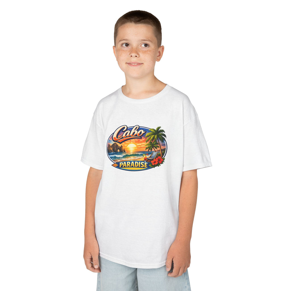 Kids Tee — "Cabo Paradise" Sunset Beach Graphic