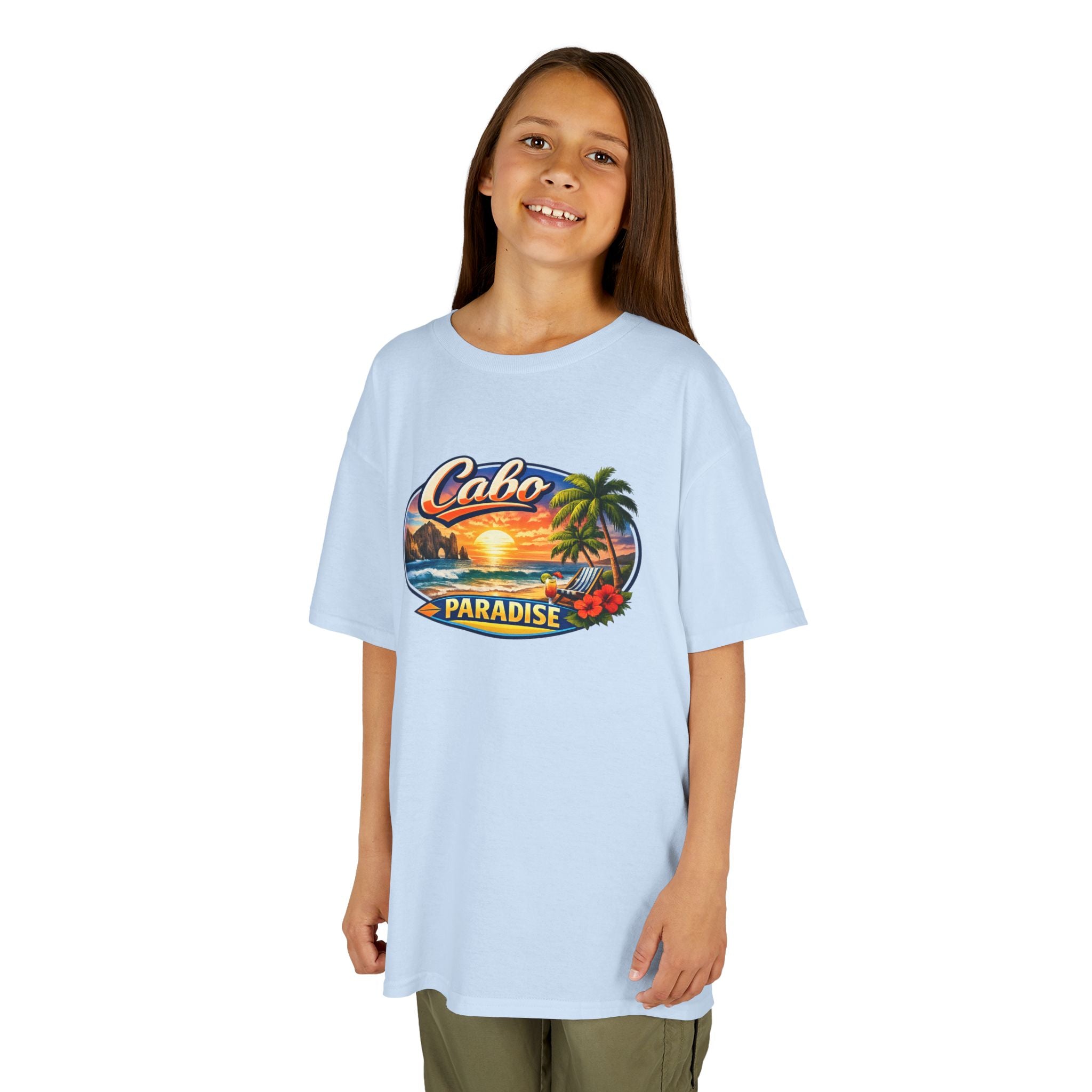 Kids Tee — "Cabo Paradise" Sunset Beach Graphic