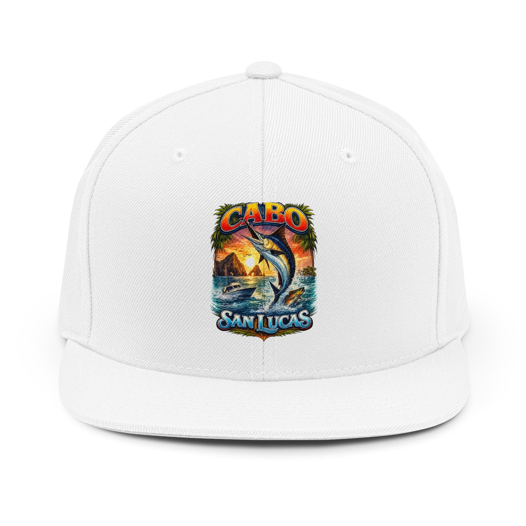 Cabo San Lucas Marlin Snapback Hat — Tropical Fishing Souvenir Cap