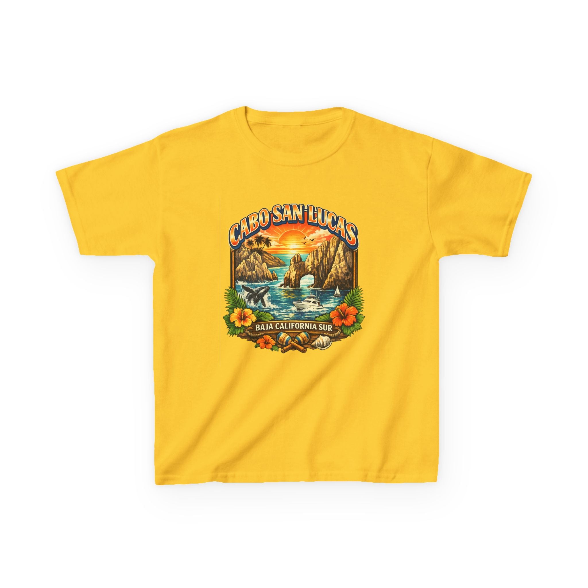Kids Tee — "Cabo San Lucas" Sunset Tropical Beach Graphic
