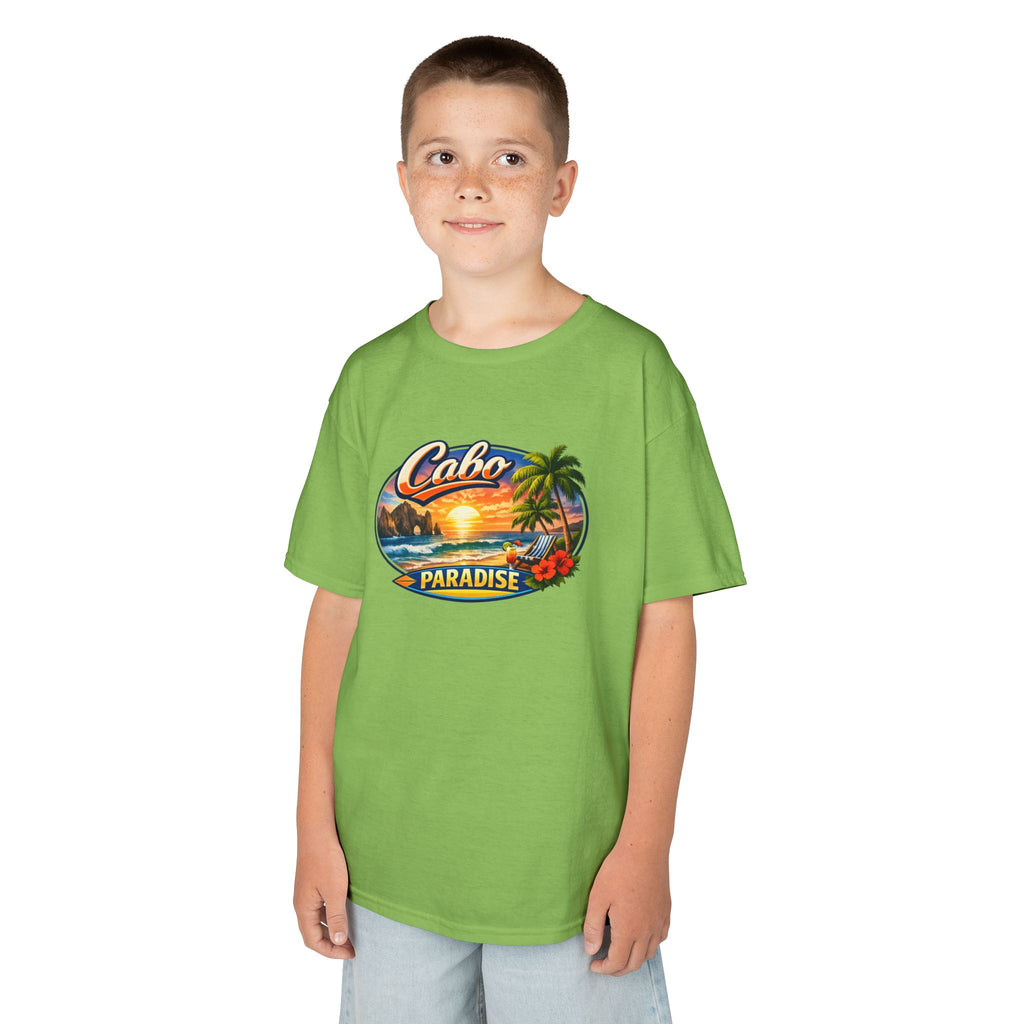 Kids Tee — "Cabo Paradise" Sunset Beach Graphic