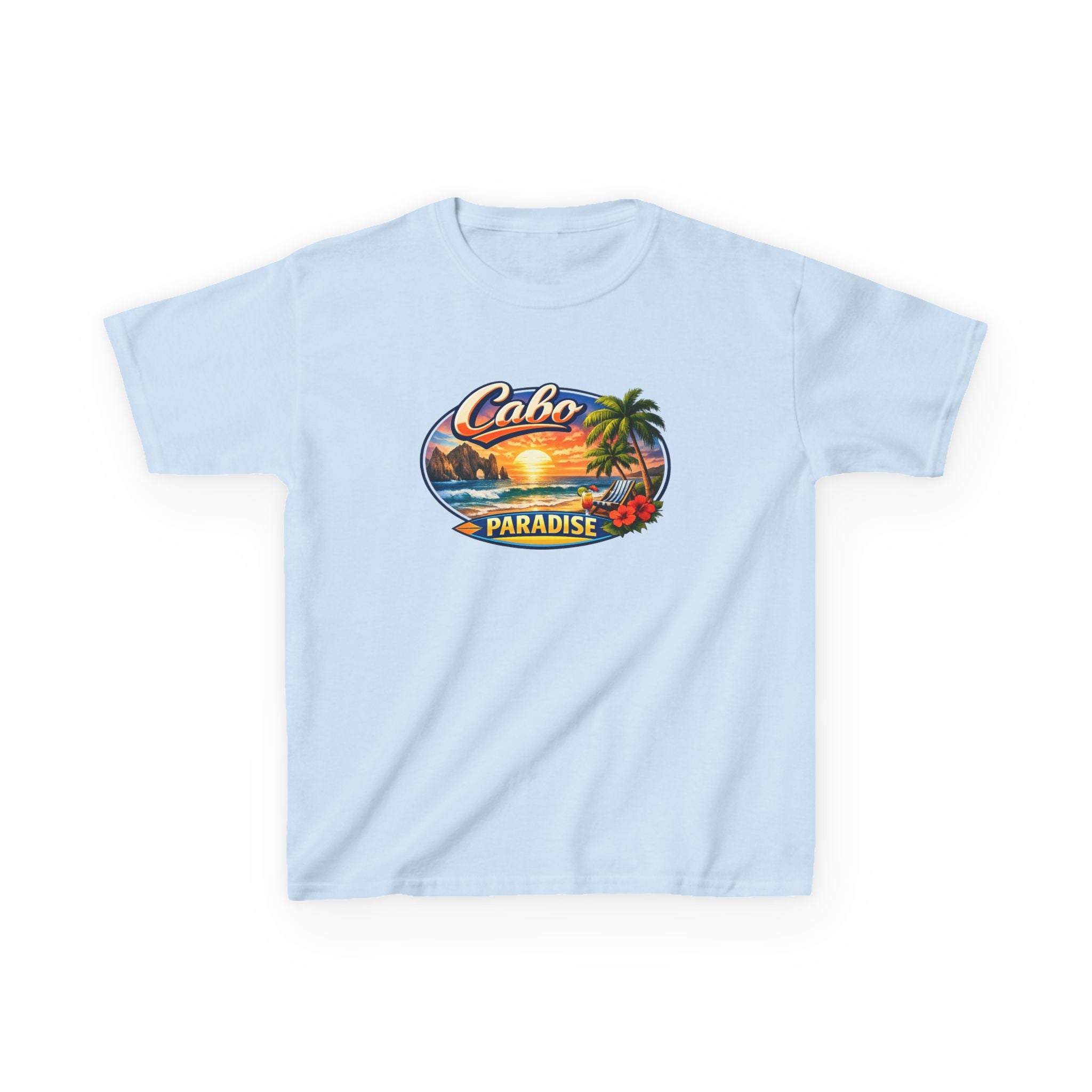 Kids Tee — "Cabo Paradise" Sunset Beach Graphic
