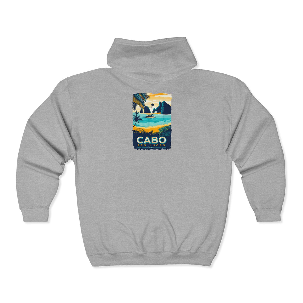 Cabo San Lucas Arch Zip Hoodie — Baja Beach Travel Pullover
