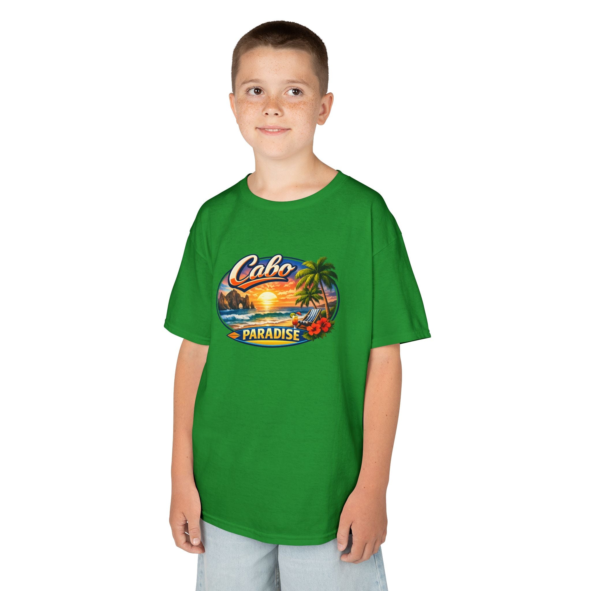 Kids Tee — "Cabo Paradise" Sunset Beach Graphic