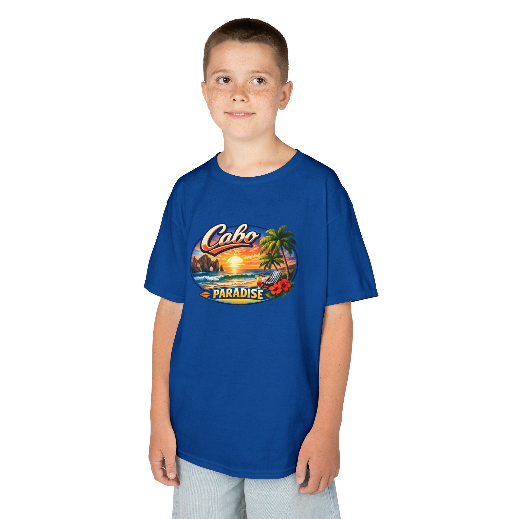 Kids Tee — "Cabo Paradise" Sunset Beach Graphic