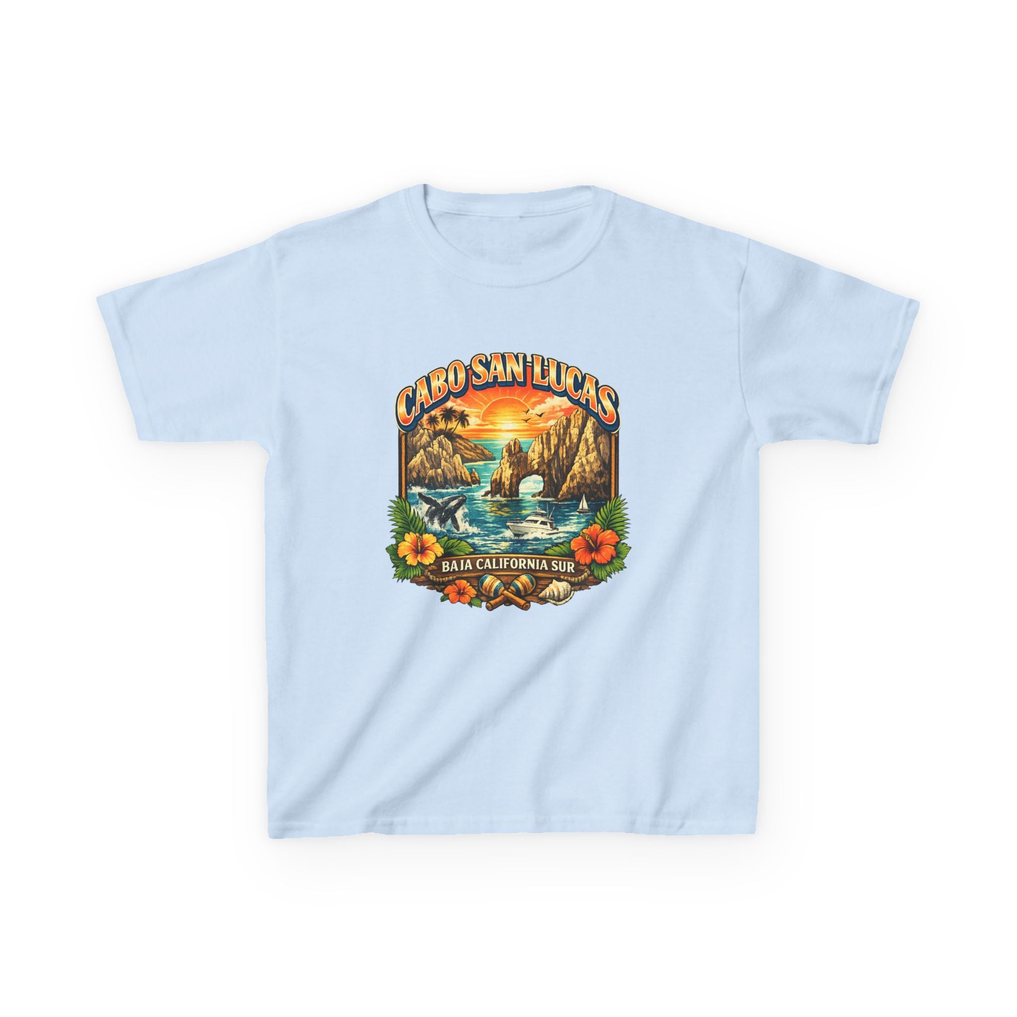 Kids Tee — "Cabo San Lucas" Sunset Tropical Beach Graphic