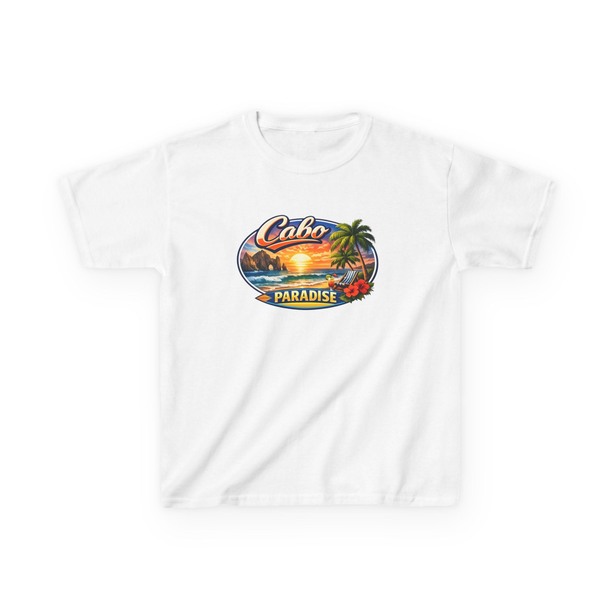 Kids Tee — "Cabo Paradise" Sunset Beach Graphic