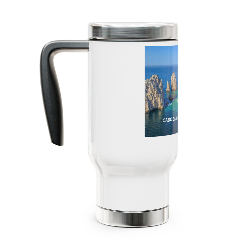 Cabo San Lucas Land's End Stainless Steel Travel Mug — 14oz Travel Cup with Handle