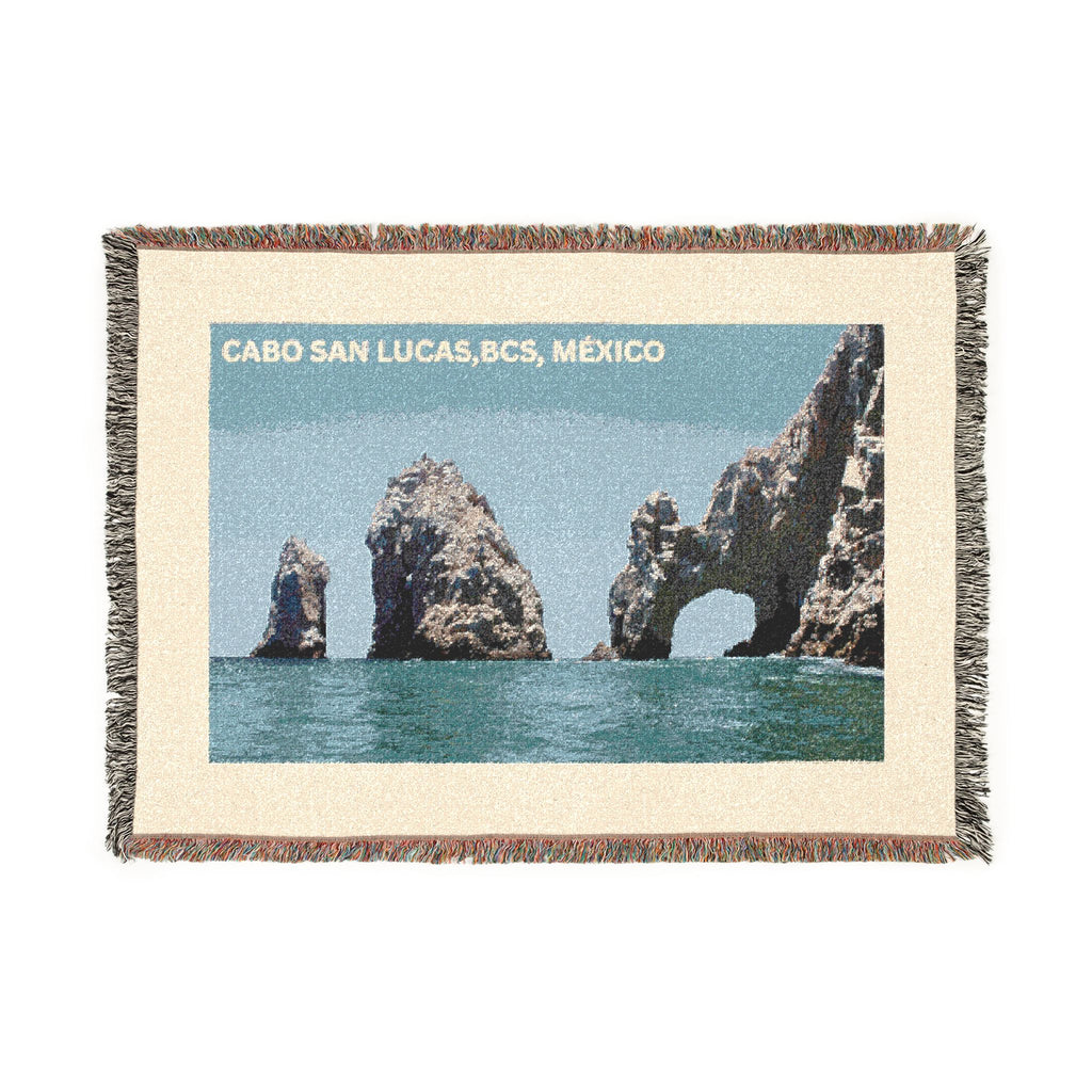 Cabo San Lucas Arch Woven Blanket — Beachscape Throw for Travel Lovers