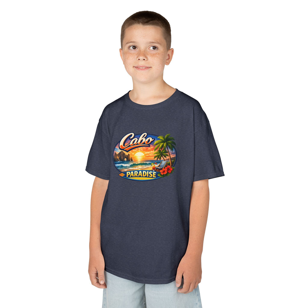 Kids Tee — "Cabo Paradise" Sunset Beach Graphic