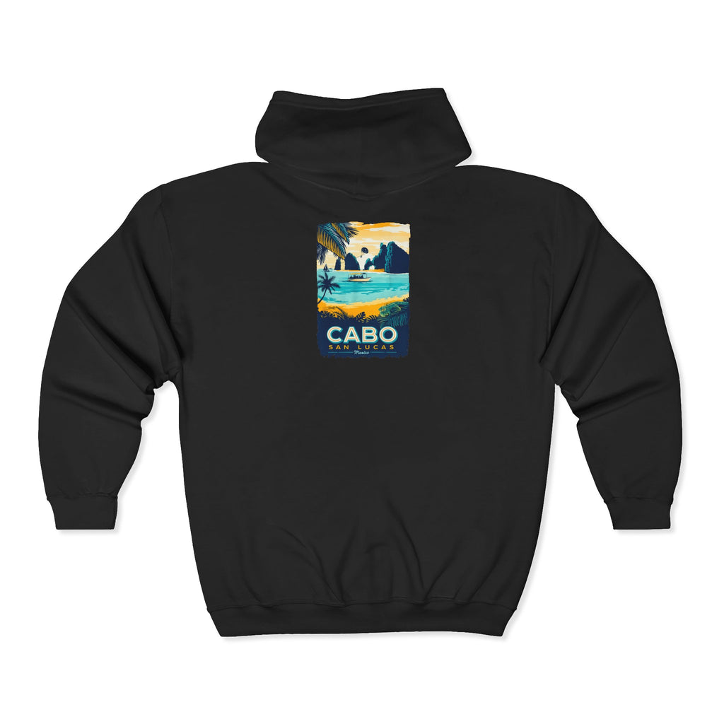 Cabo San Lucas Arch Zip Hoodie — Baja Beach Travel Pullover