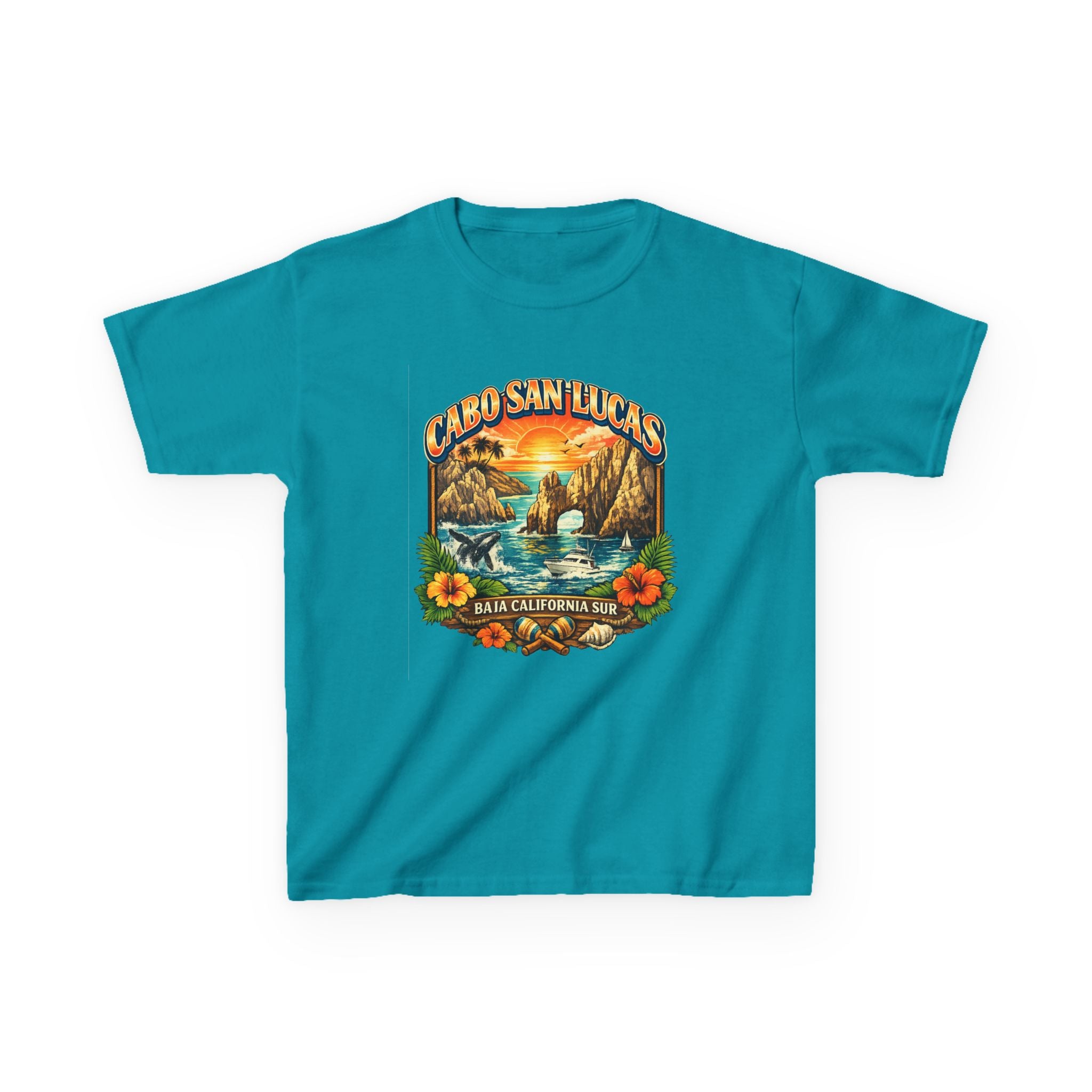 Kids Tee — "Cabo San Lucas" Sunset Tropical Beach Graphic