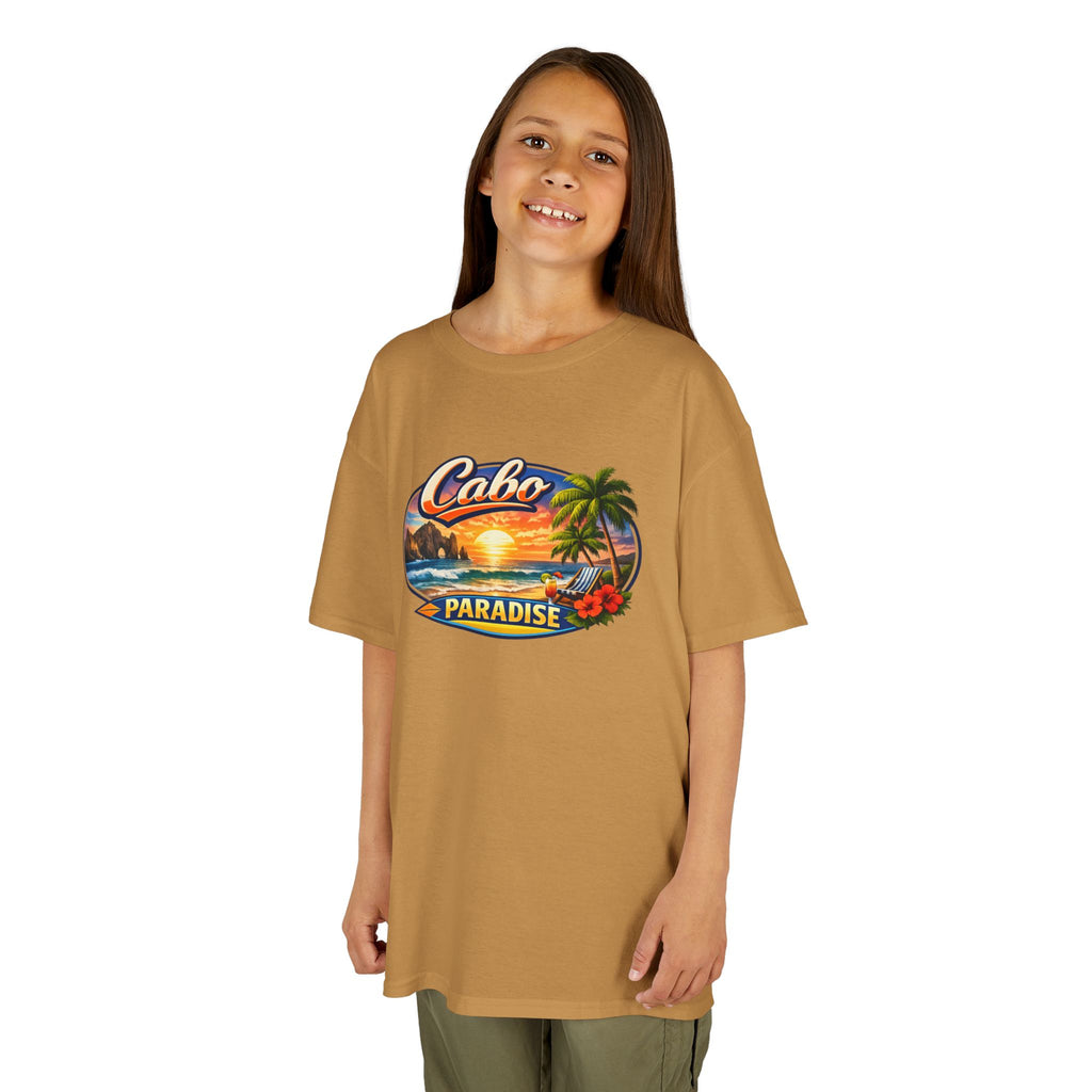 Kids Tee — "Cabo Paradise" Sunset Beach Graphic