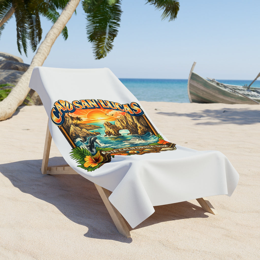 Cabo San Lucas Beach Towel – Vintage Sunset Baja California Surf Design