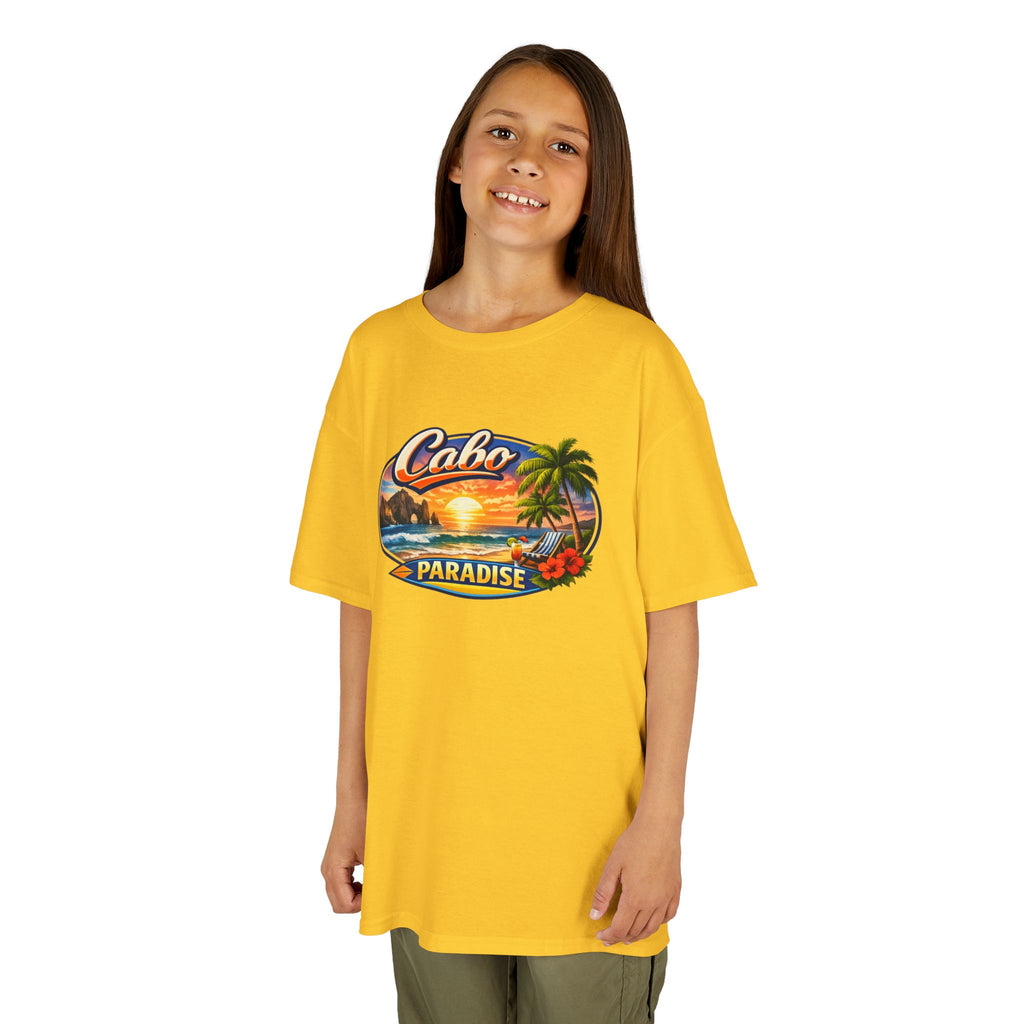 Kids Tee — "Cabo Paradise" Sunset Beach Graphic