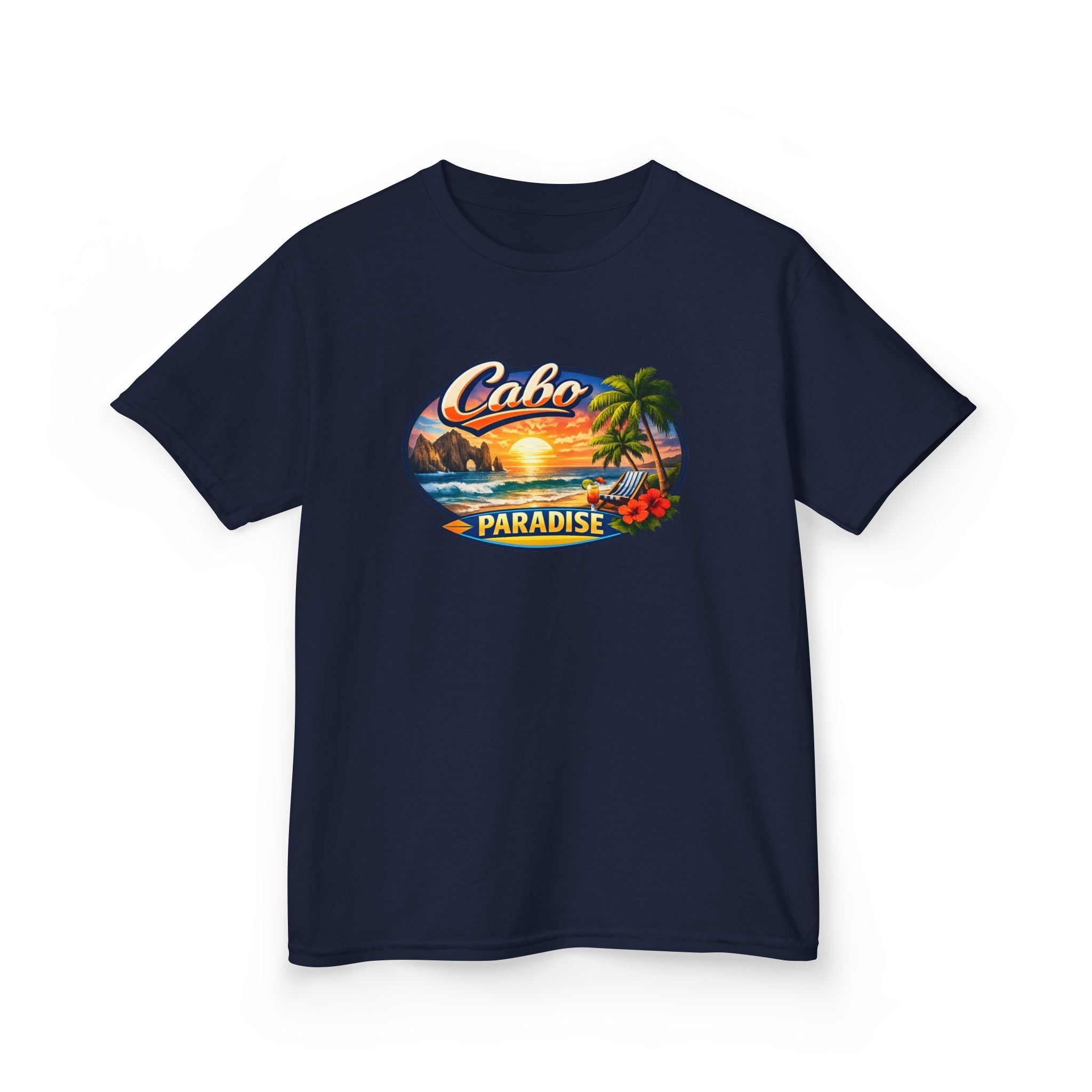 Kids Tee — "Cabo Paradise" Sunset Beach Graphic