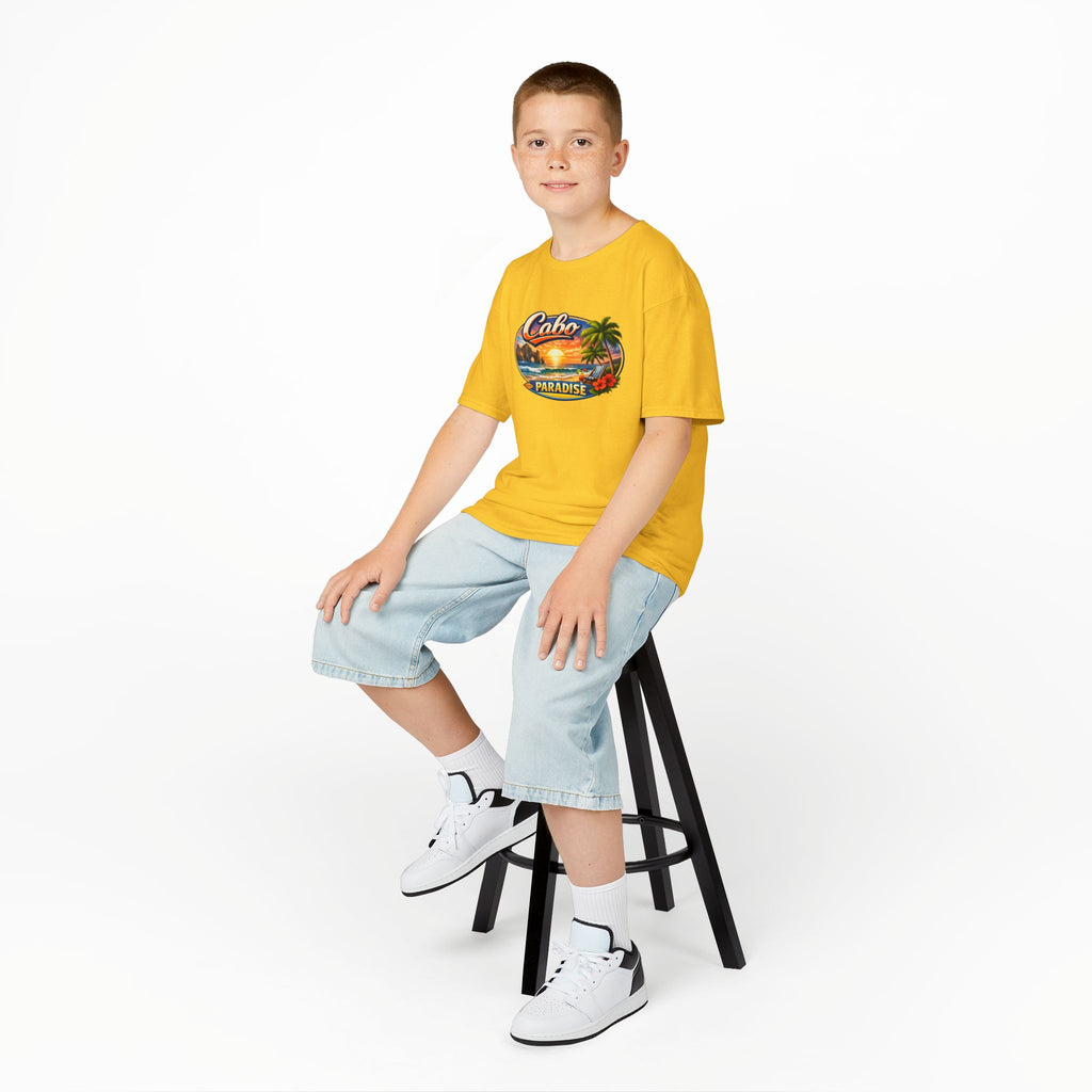 Kids Tee — "Cabo Paradise" Sunset Beach Graphic