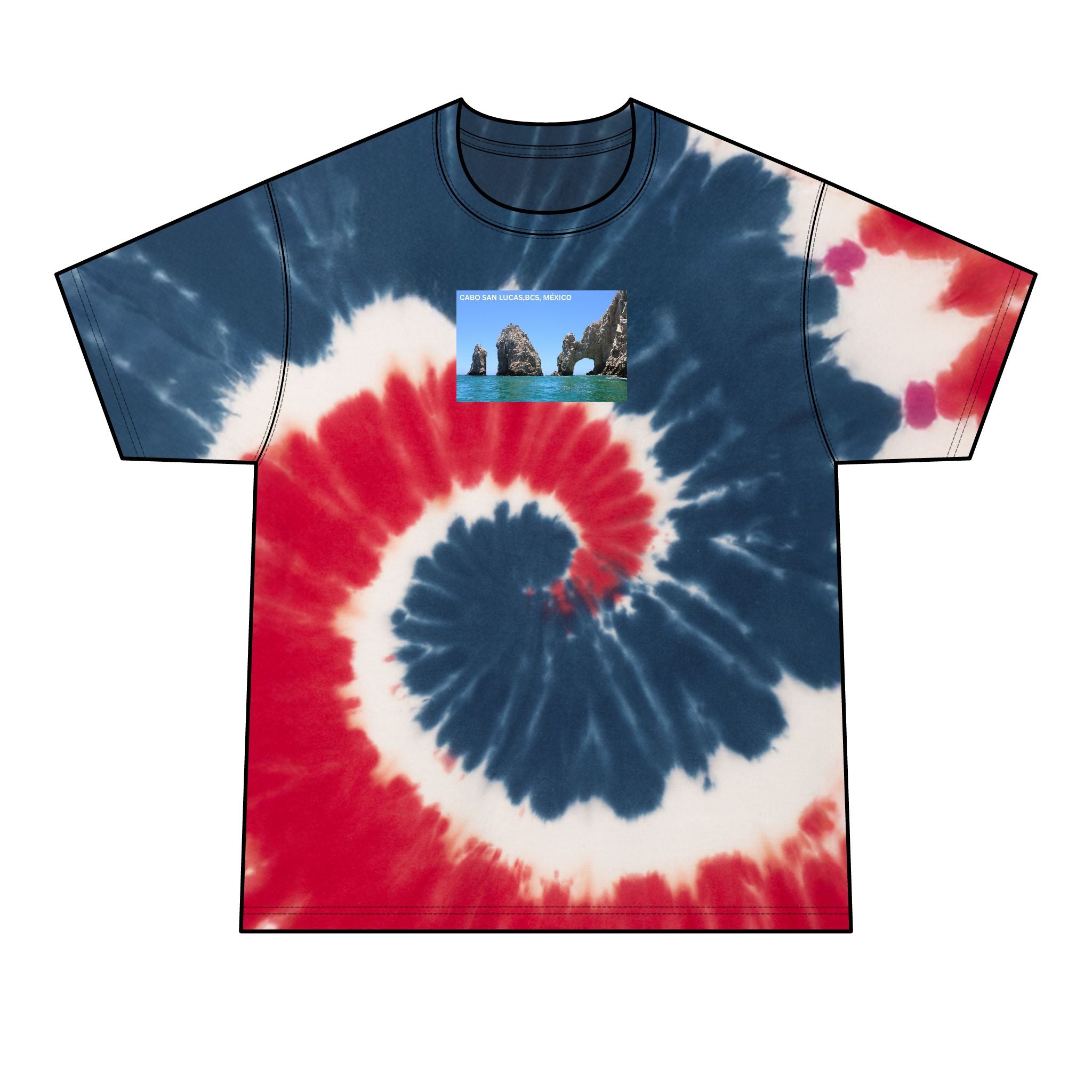 Cabo San Lucas Arch Tie-Dye Tee — Men's Beach Vacation T-Shirt