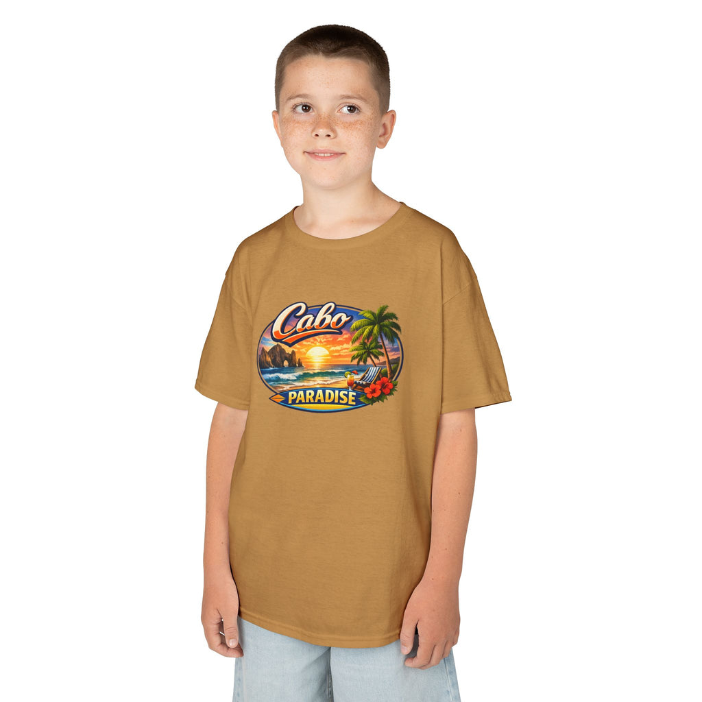 Kids Tee — "Cabo Paradise" Sunset Beach Graphic