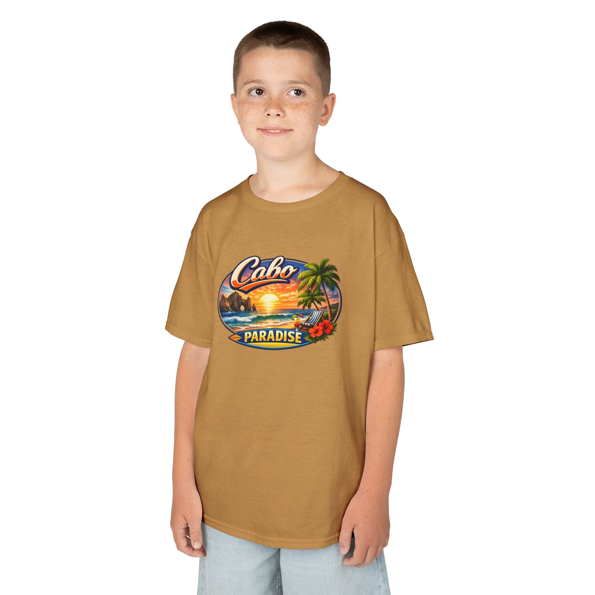 Kids Tee — "Cabo Paradise" Sunset Beach Graphic