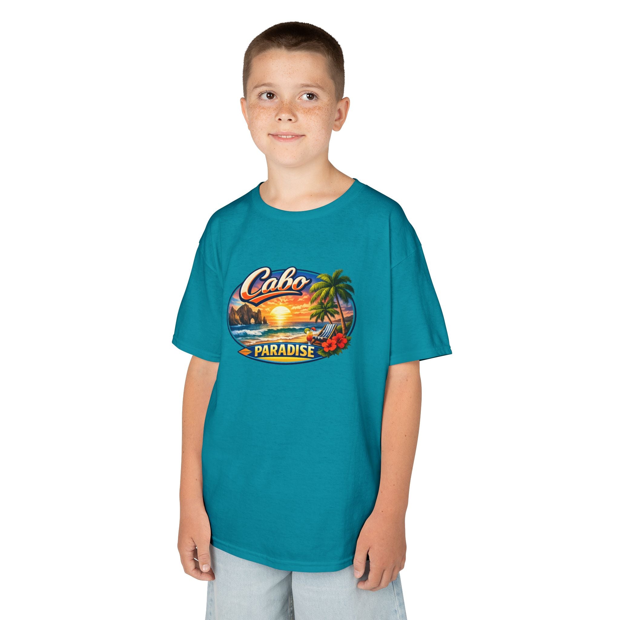 Kids Tee — "Cabo Paradise" Sunset Beach Graphic