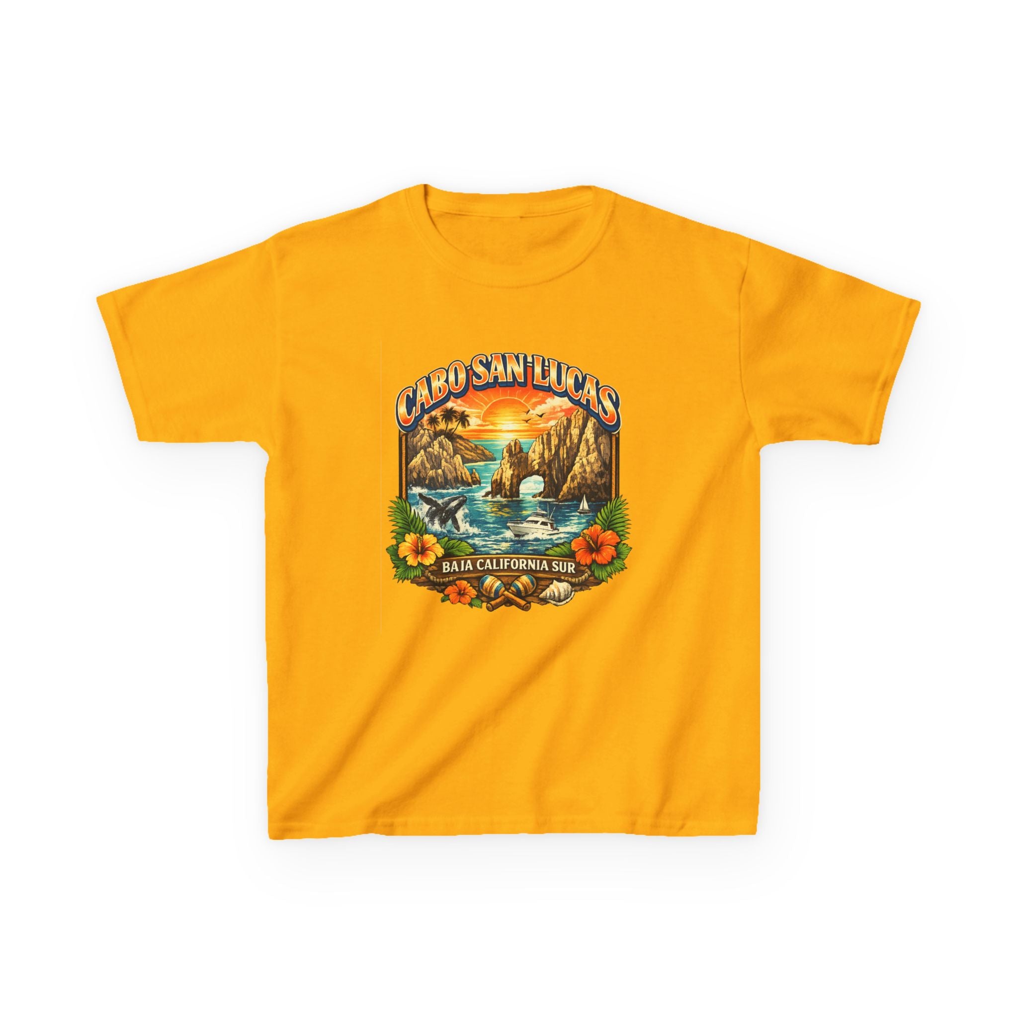 Kids Tee — "Cabo San Lucas" Sunset Tropical Beach Graphic
