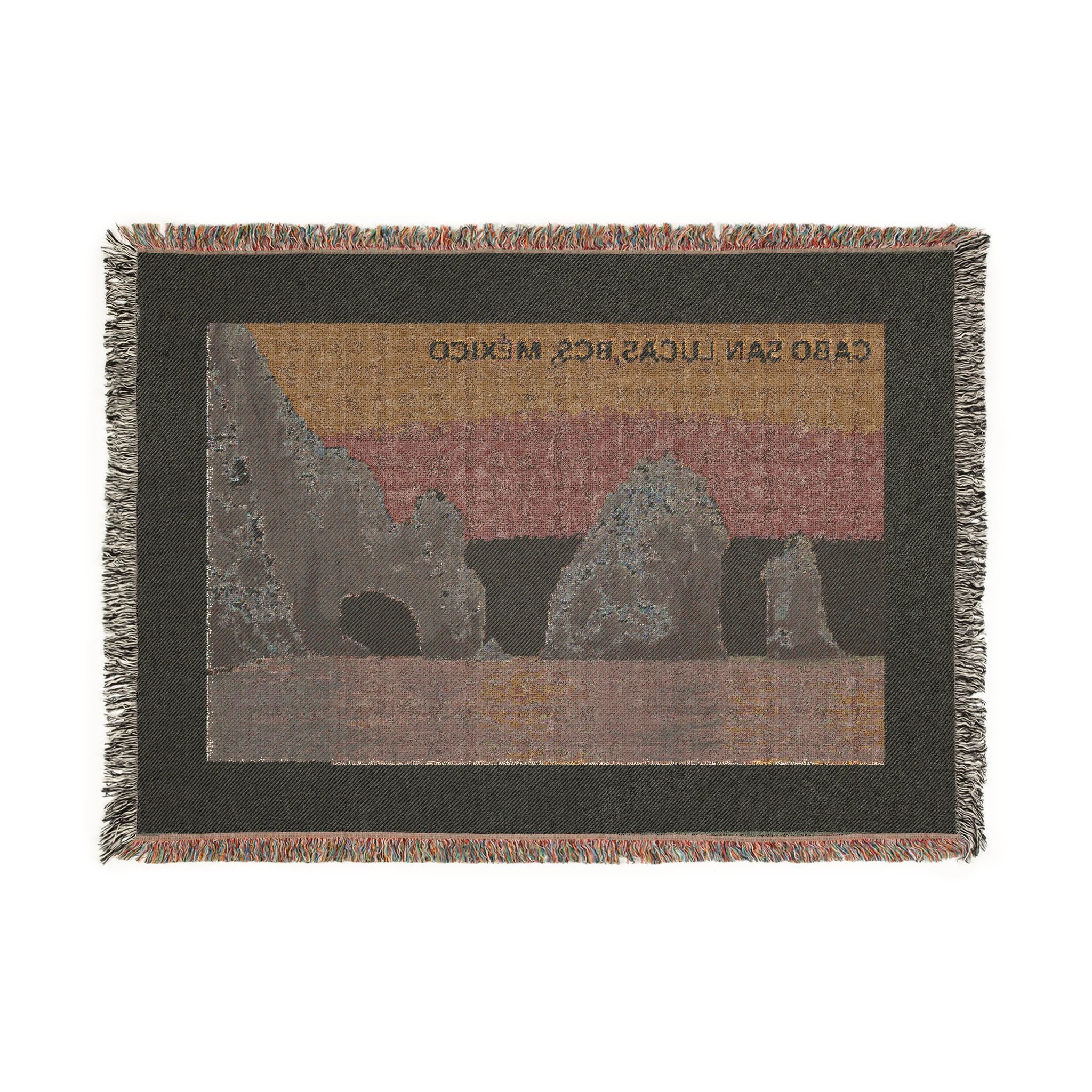 Cabo San Lucas Arch Woven Blanket — Beachscape Throw for Travel Lovers