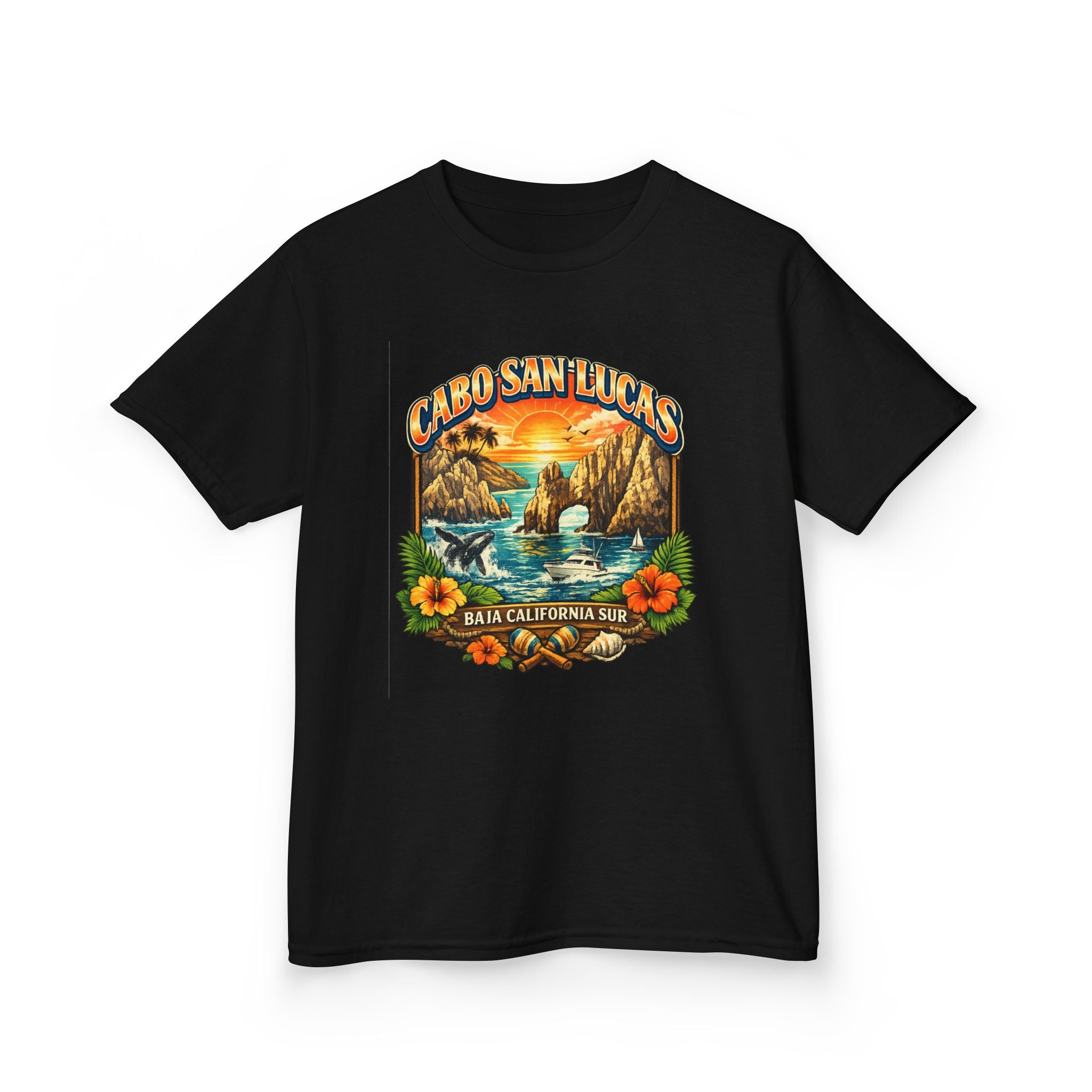 Kids Tee — "Cabo San Lucas" Sunset Tropical Beach Graphic