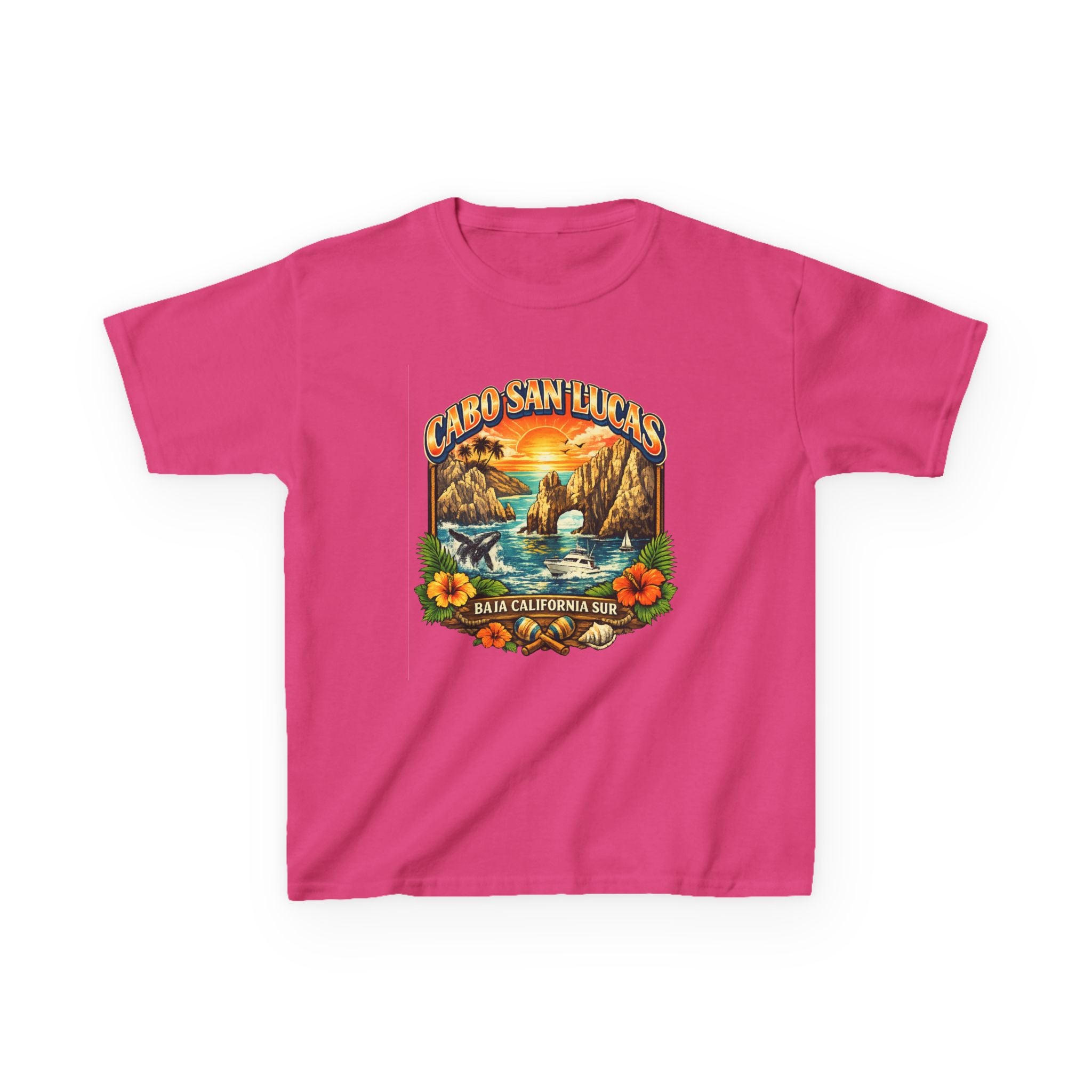 Kids Tee — "Cabo San Lucas" Sunset Tropical Beach Graphic
