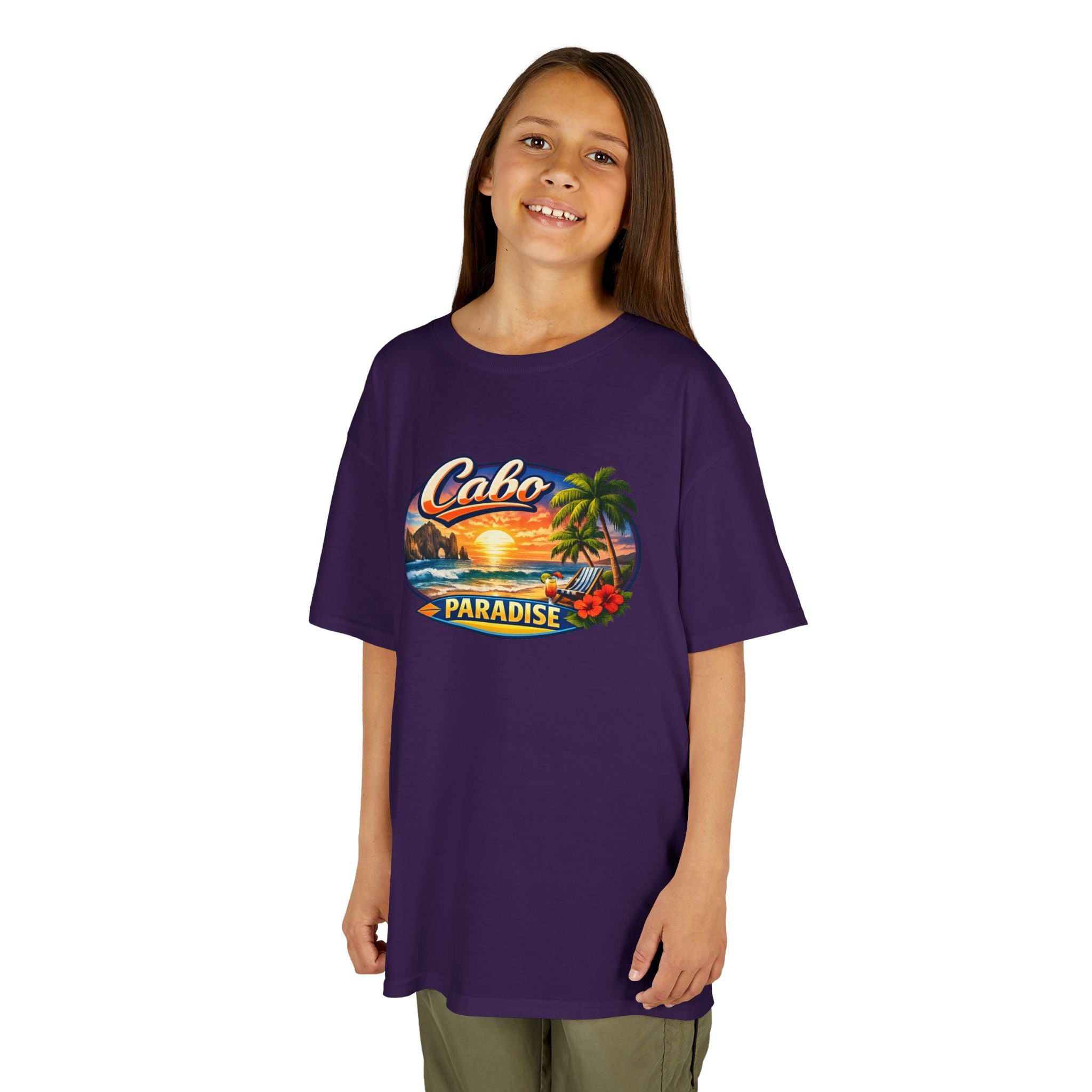 Kids Tee — "Cabo Paradise" Sunset Beach Graphic