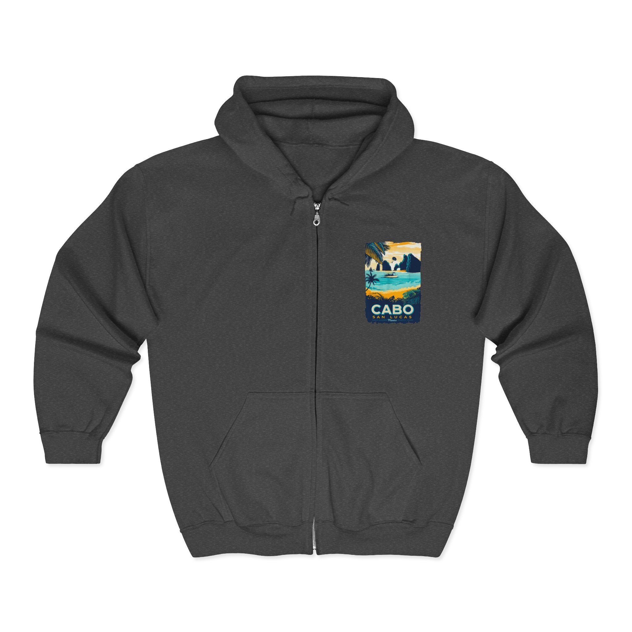 Cabo San Lucas Arch Zip Hoodie — Baja Beach Travel Pullover