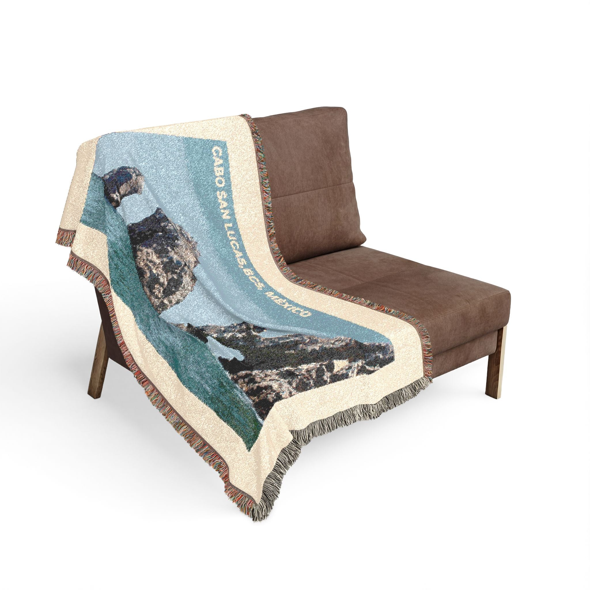 Cabo San Lucas Arch Woven Blanket — Beachscape Throw for Travel Lovers