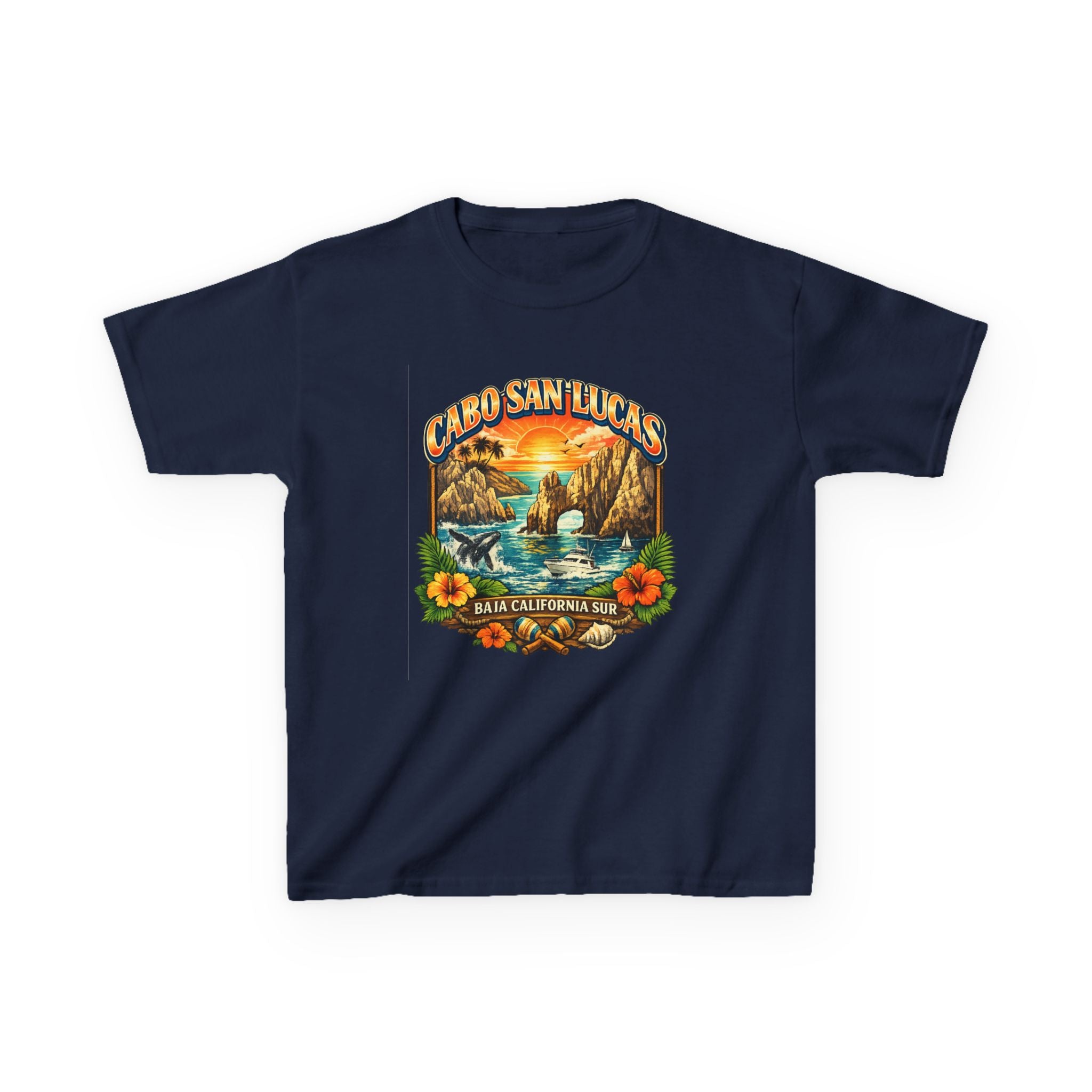 Kids Tee — "Cabo San Lucas" Sunset Tropical Beach Graphic