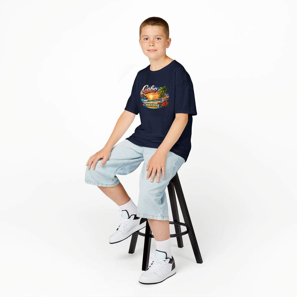 Kids Tee — "Cabo Paradise" Sunset Beach Graphic