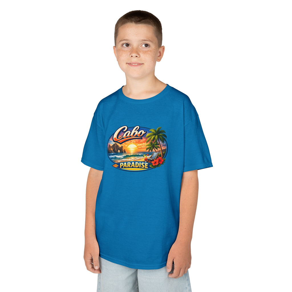 Kids Tee — "Cabo Paradise" Sunset Beach Graphic