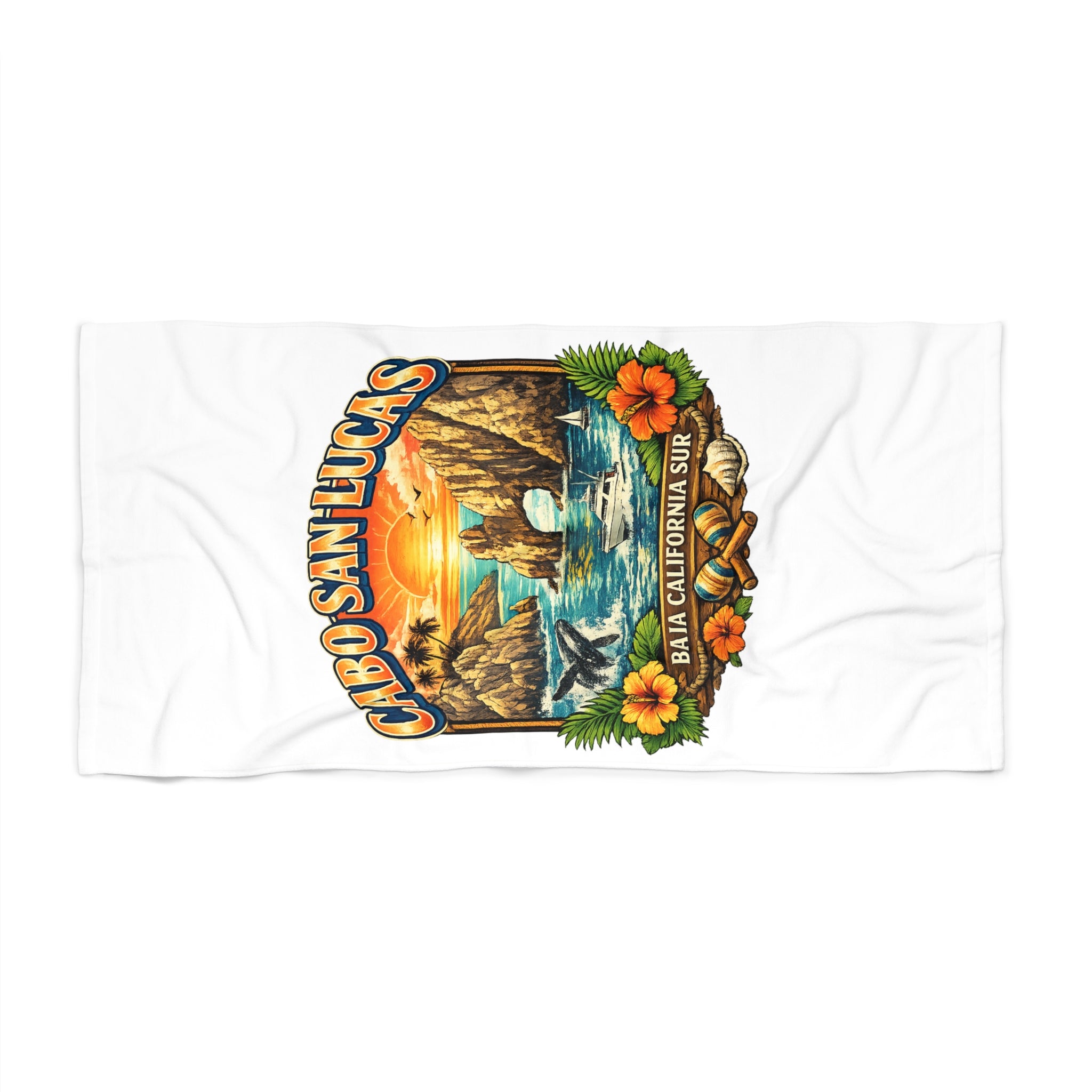 Cabo San Lucas Beach Towel – Vintage Sunset Baja California Surf Design