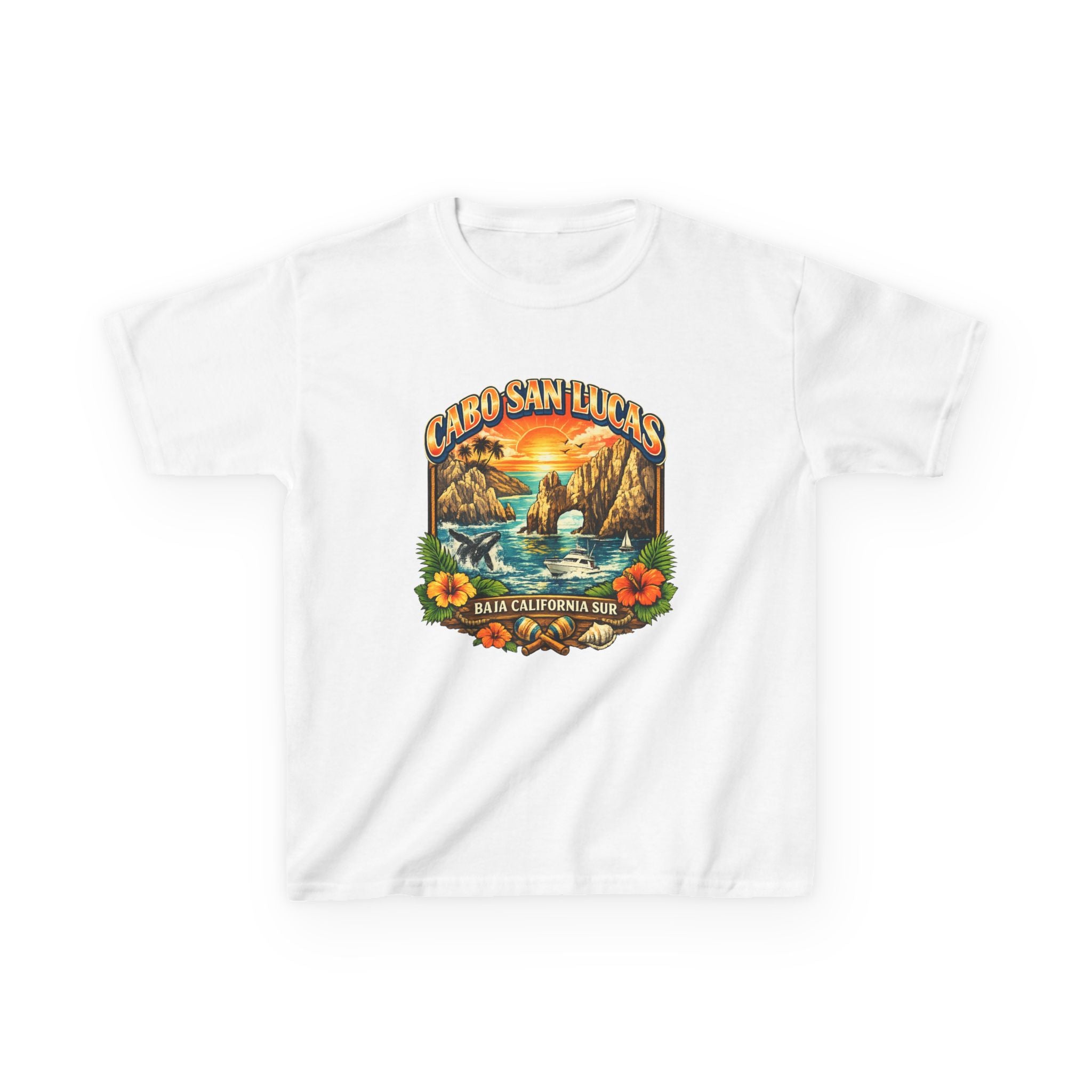 Kids Tee — "Cabo San Lucas" Sunset Tropical Beach Graphic