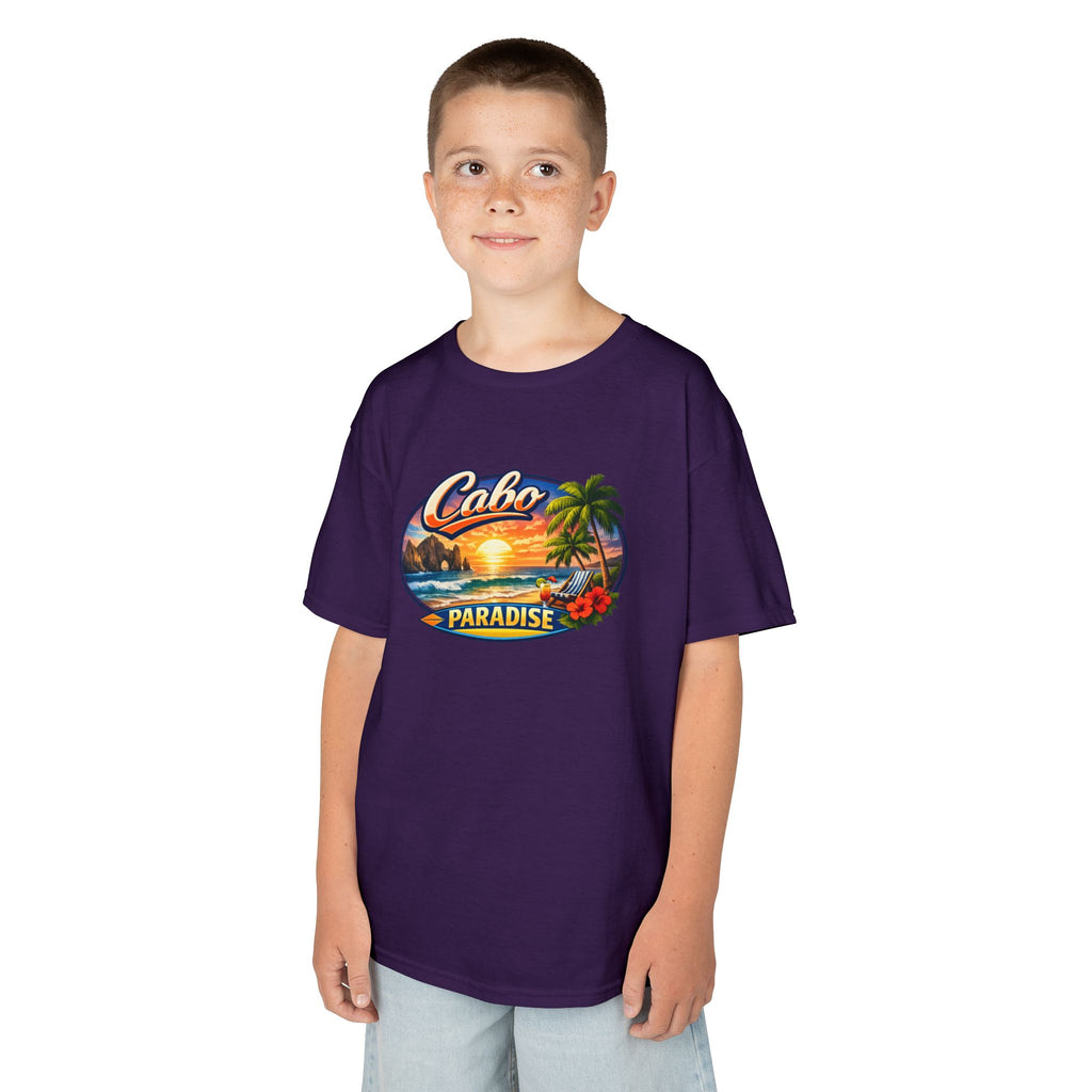 Kids Tee — "Cabo Paradise" Sunset Beach Graphic