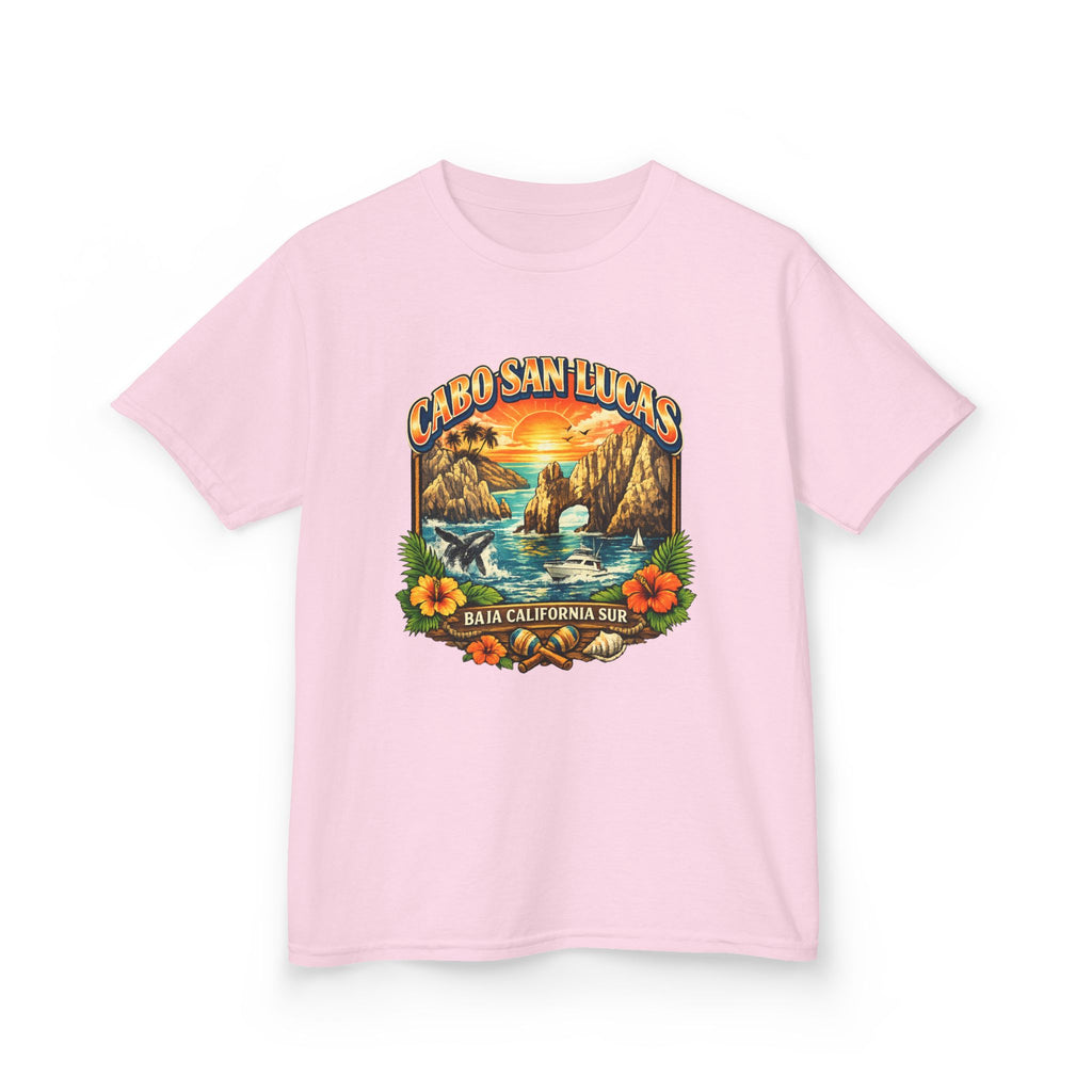 Kids Tee — "Cabo San Lucas" Sunset Tropical Beach Graphic