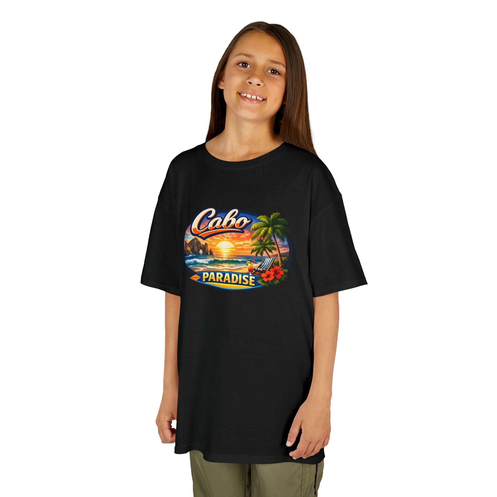 Kids Tee — "Cabo Paradise" Sunset Beach Graphic