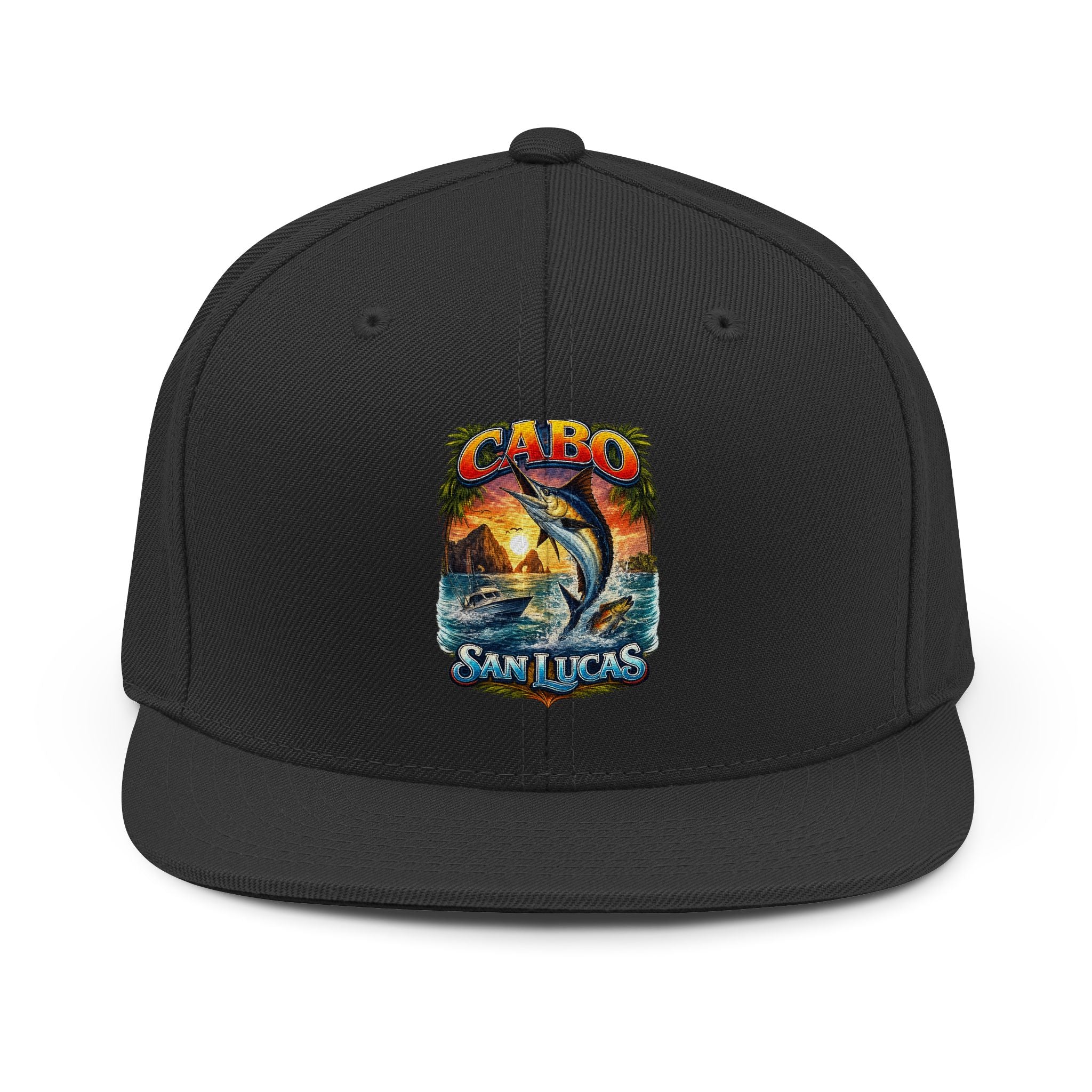 Cabo San Lucas Marlin Snapback Hat — Tropical Fishing Souvenir Cap