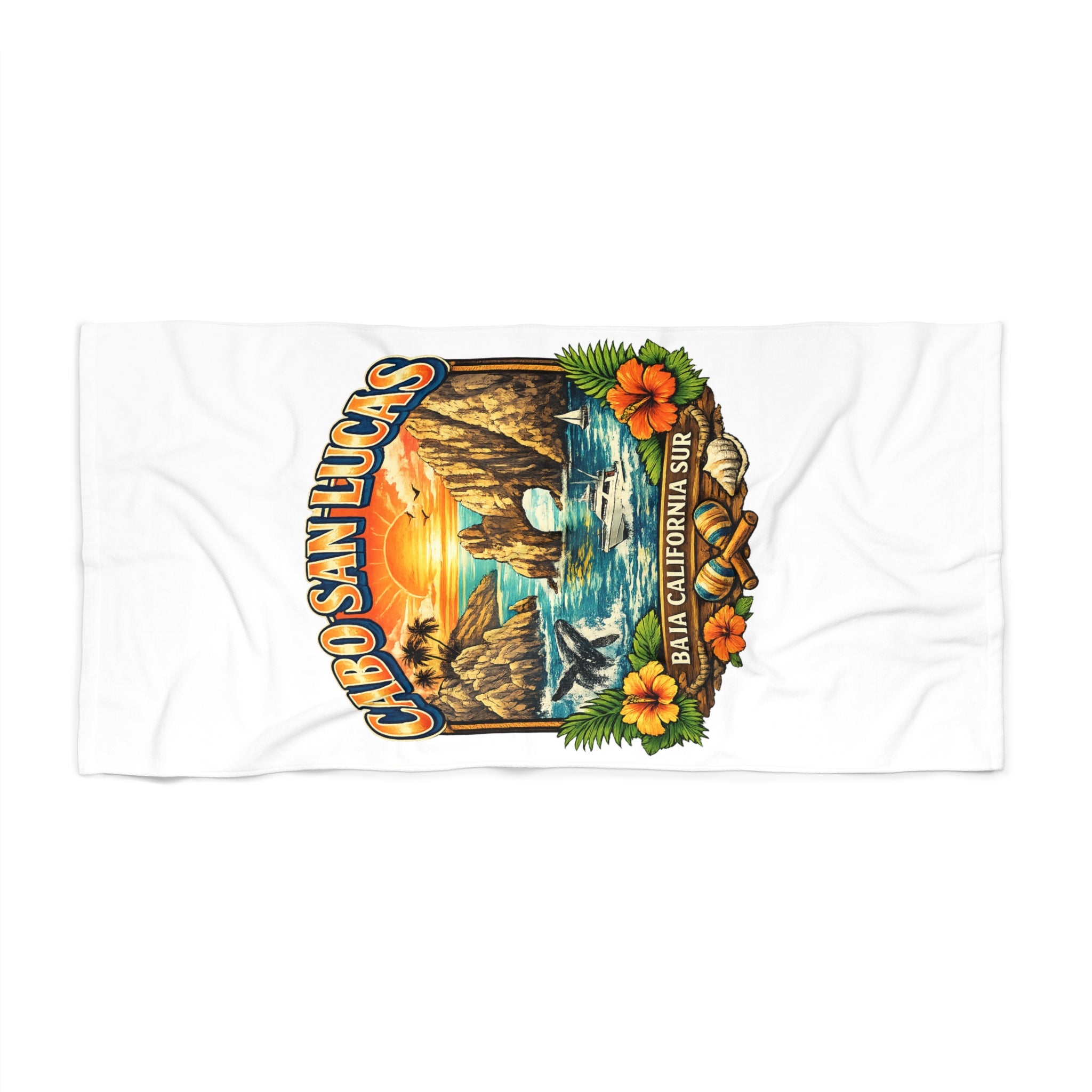 Cabo San Lucas Beach Towel – Vintage Sunset Baja California Surf Design