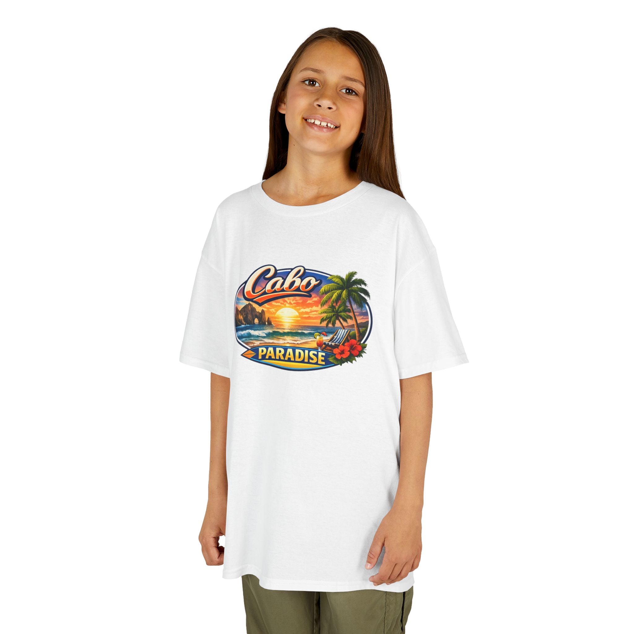 Kids Tee — "Cabo Paradise" Sunset Beach Graphic
