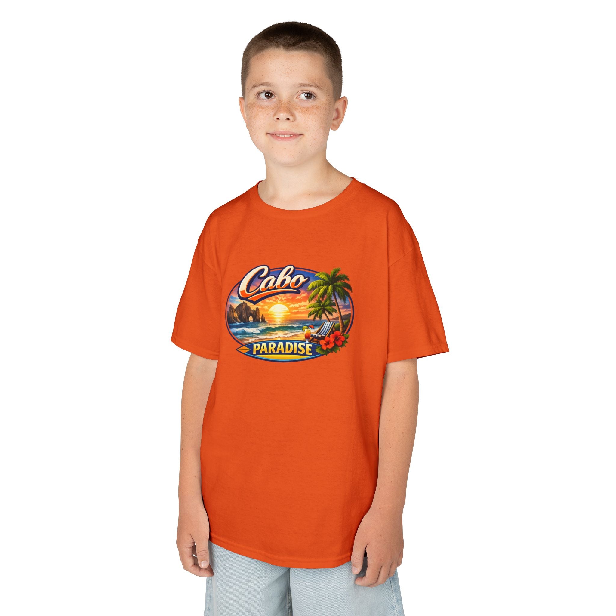 Kids Tee — "Cabo Paradise" Sunset Beach Graphic