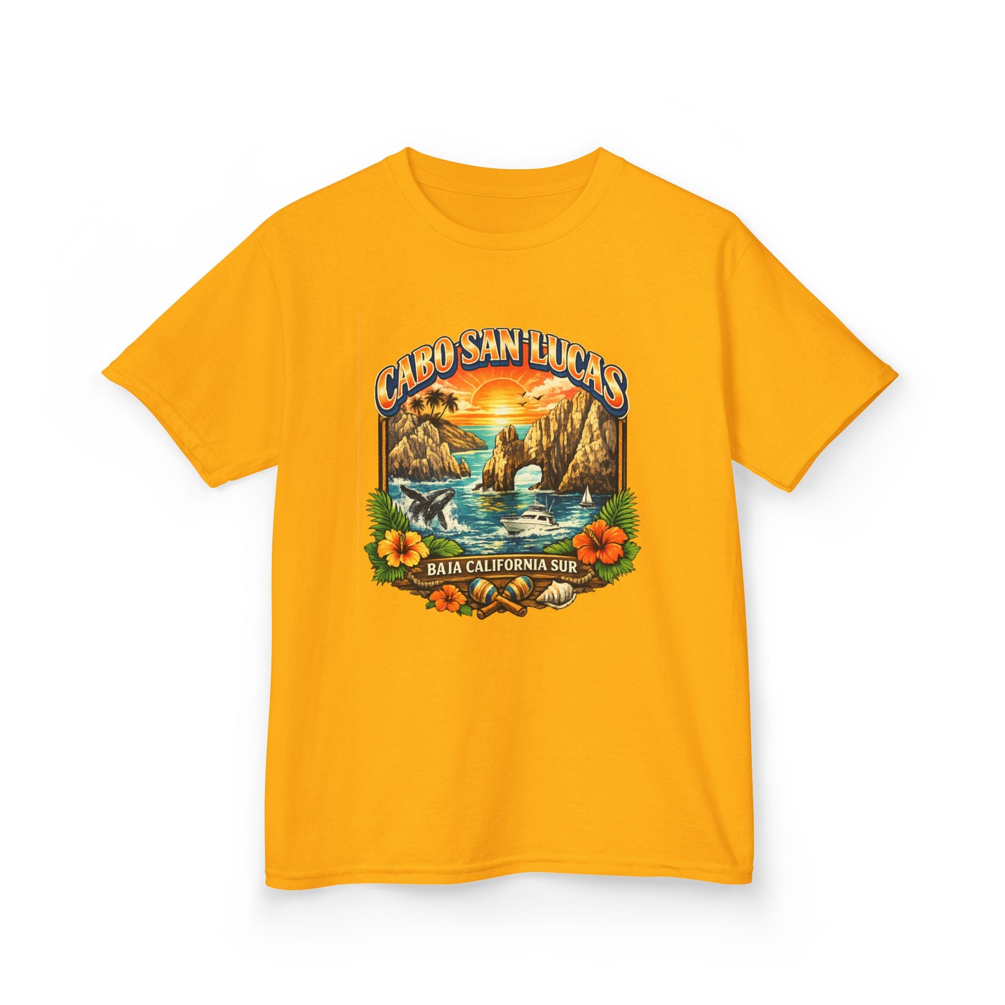 Kids Tee — "Cabo San Lucas" Sunset Tropical Beach Graphic
