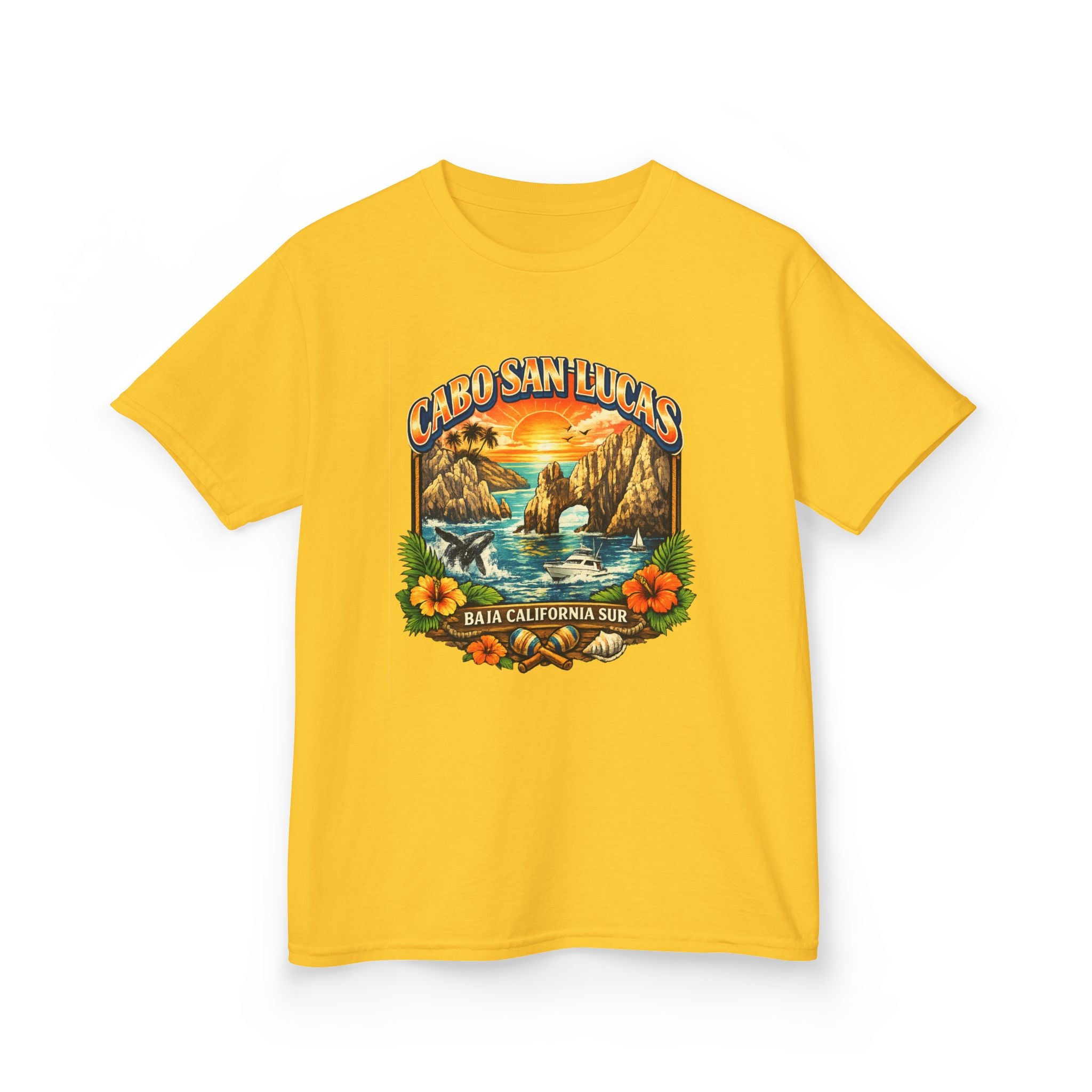 Kids Tee — "Cabo San Lucas" Sunset Tropical Beach Graphic