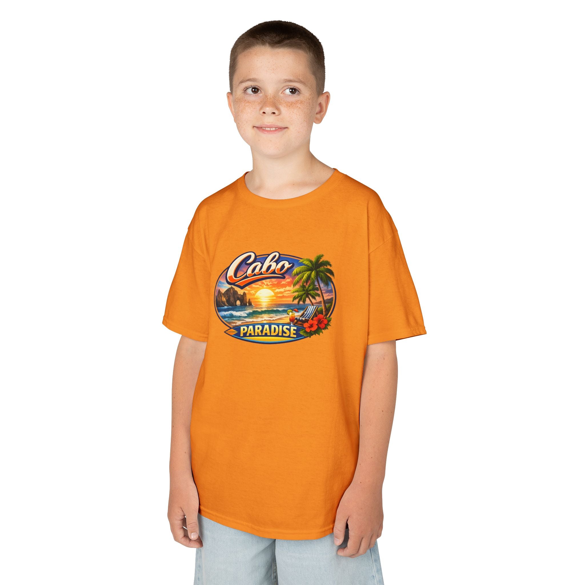 Kids Tee — "Cabo Paradise" Sunset Beach Graphic
