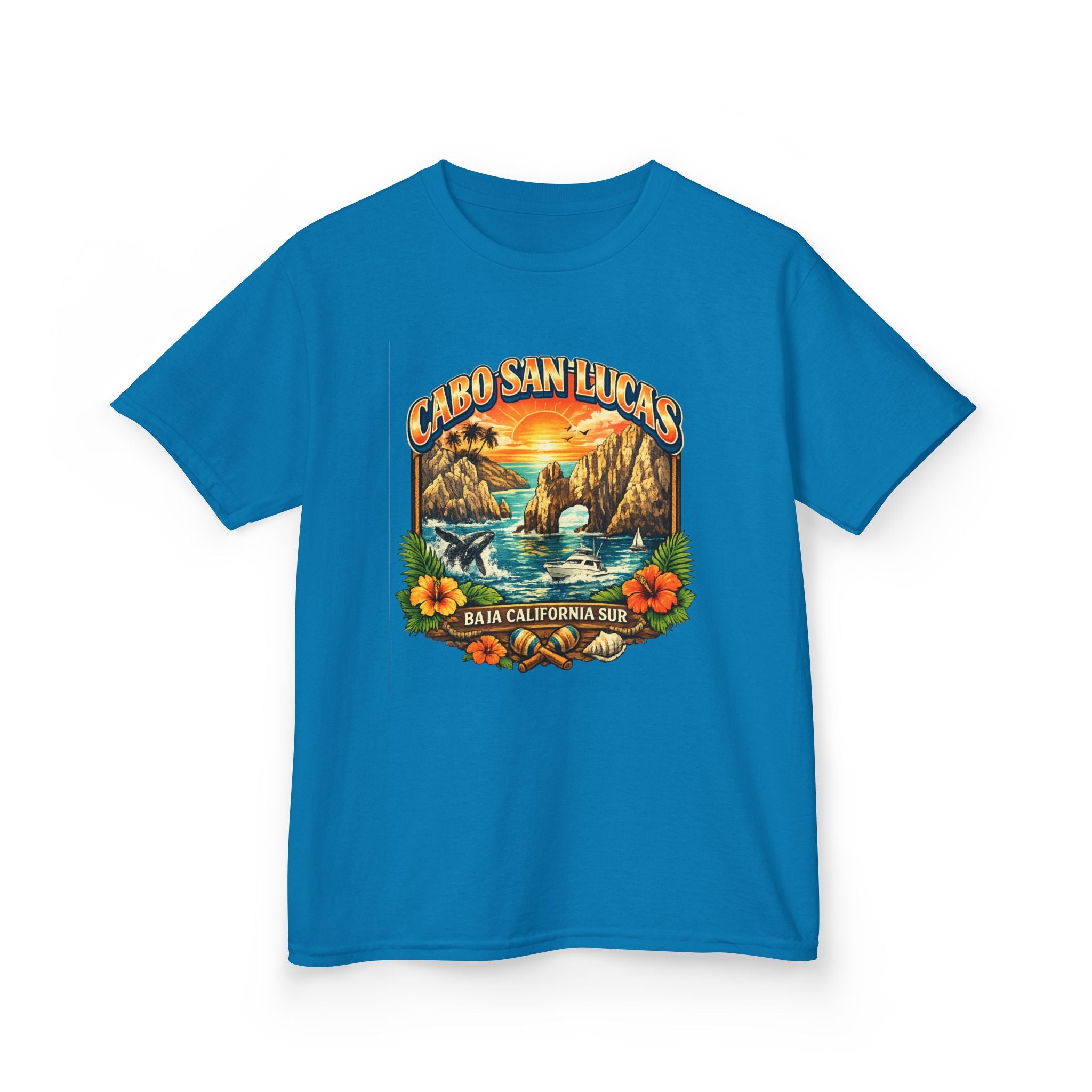 Kids Tee — "Cabo San Lucas" Sunset Tropical Beach Graphic
