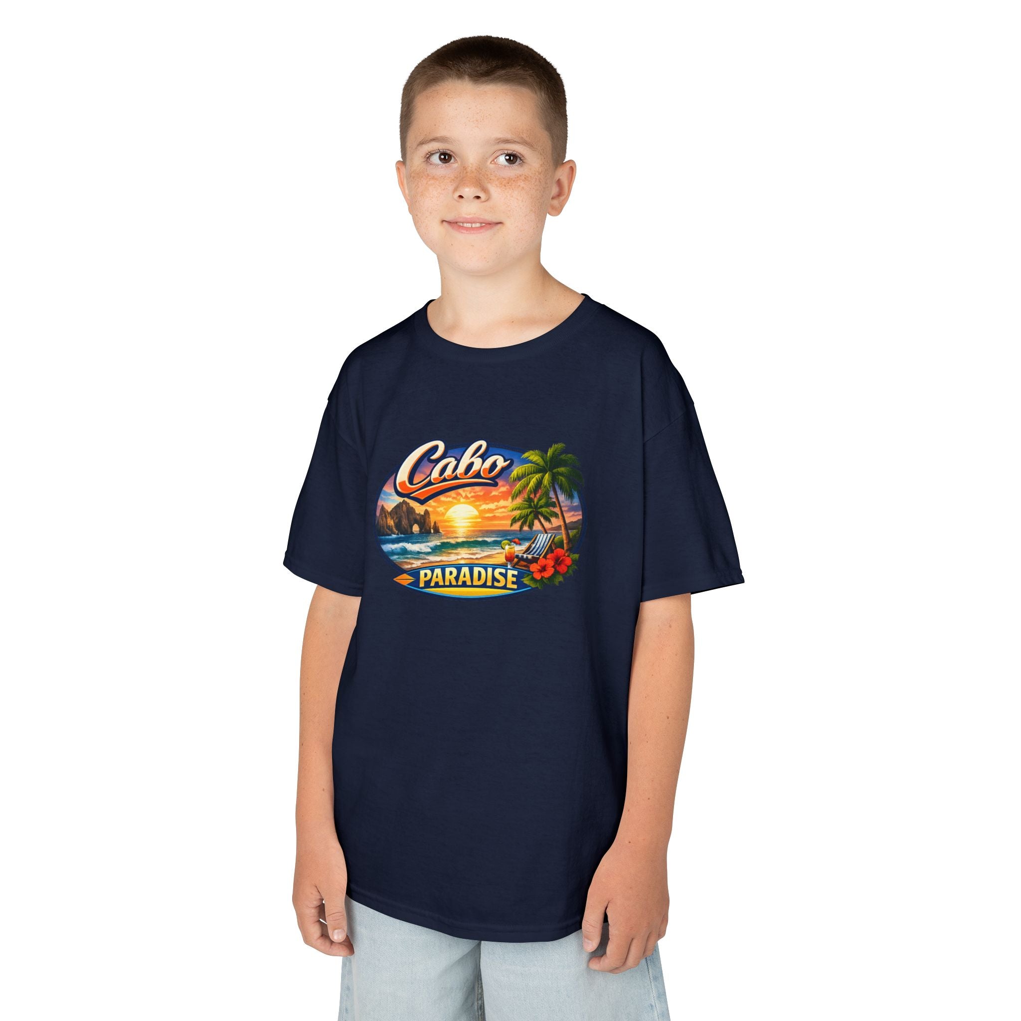 Kids Tee — "Cabo Paradise" Sunset Beach Graphic